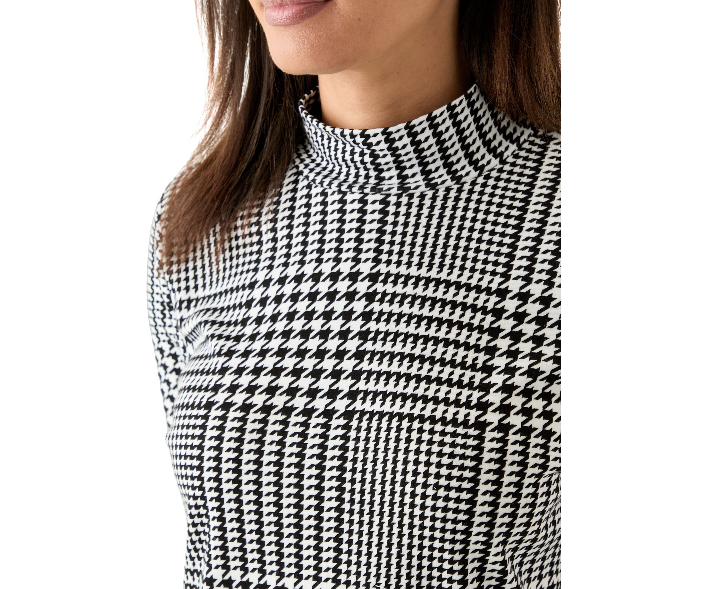 Womens Long Sleeve Printed Mock Neck Top