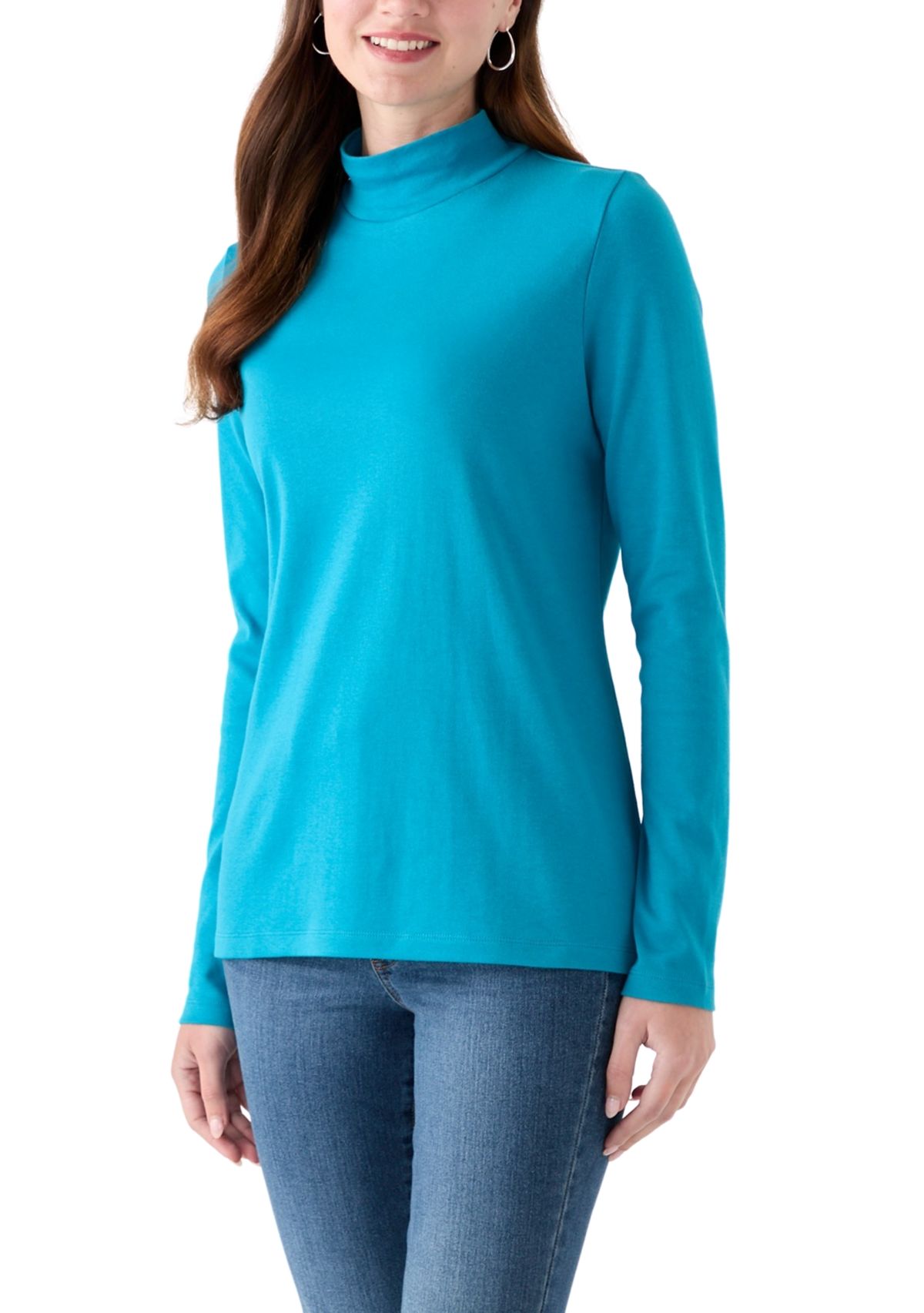 Womens Long Sleeve Mock Neck T-Shirt