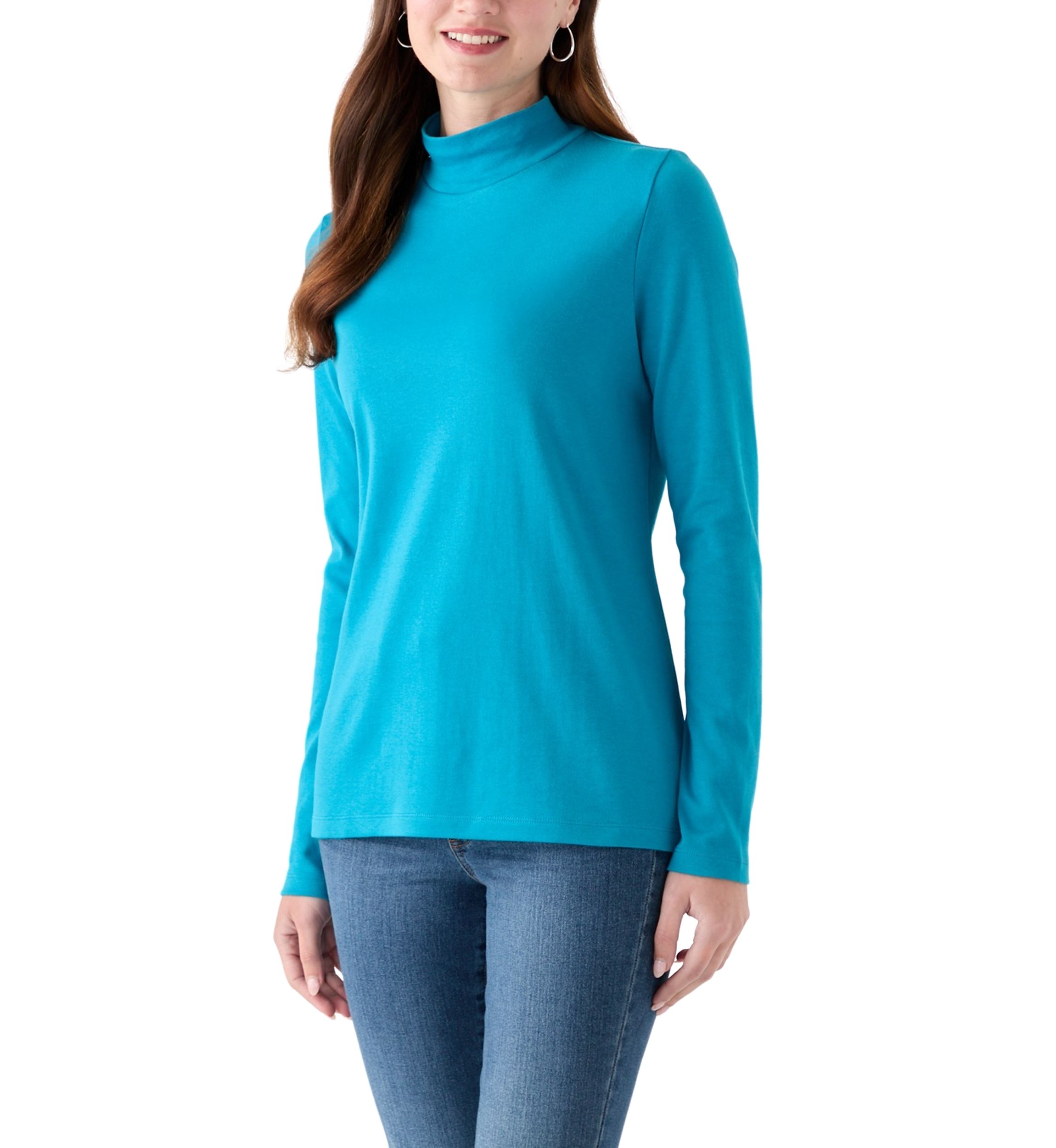 Womens Long Sleeve Mock Neck T-Shirt