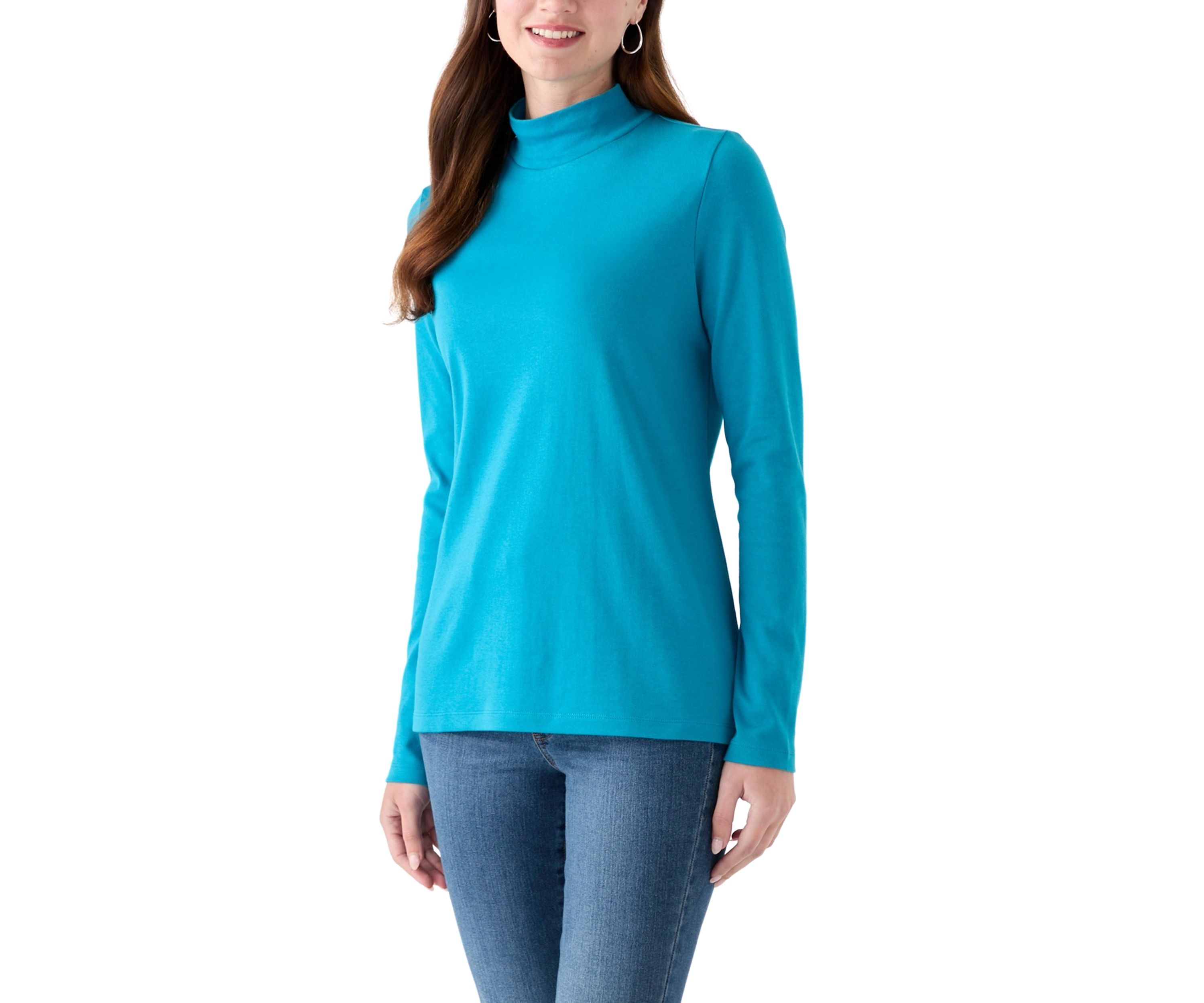 Womens Long Sleeve Mock Neck T-Shirt