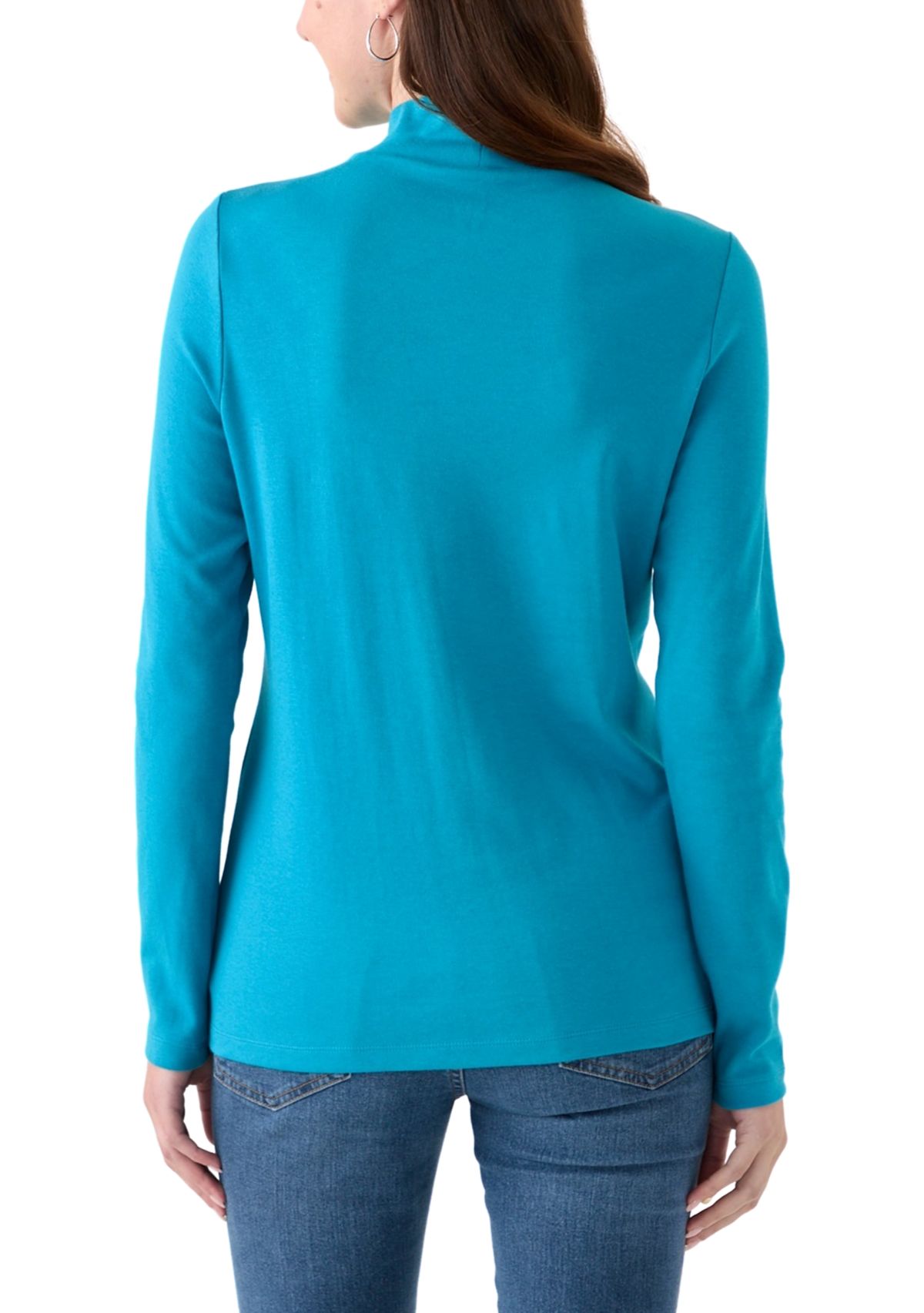 Womens Long Sleeve Mock Neck T-Shirt