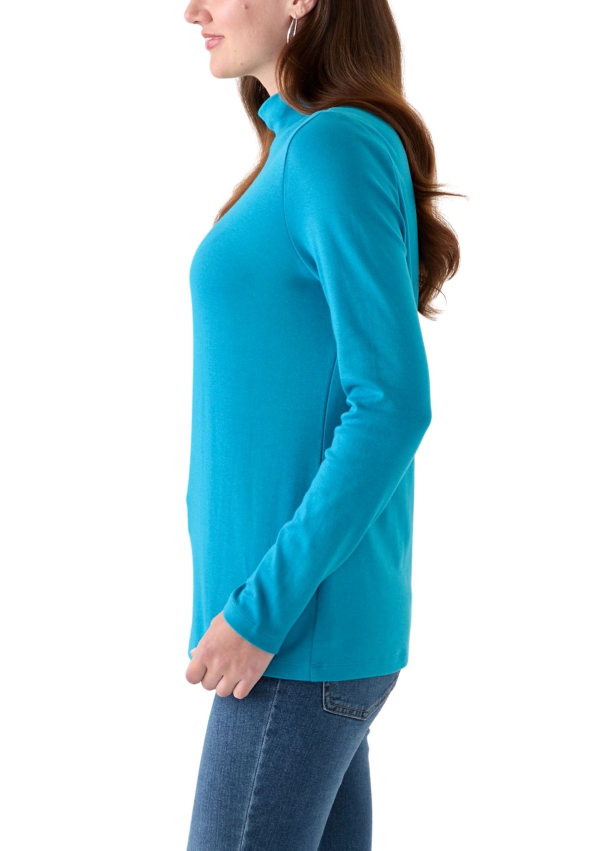 Womens Long Sleeve Mock Neck T-Shirt