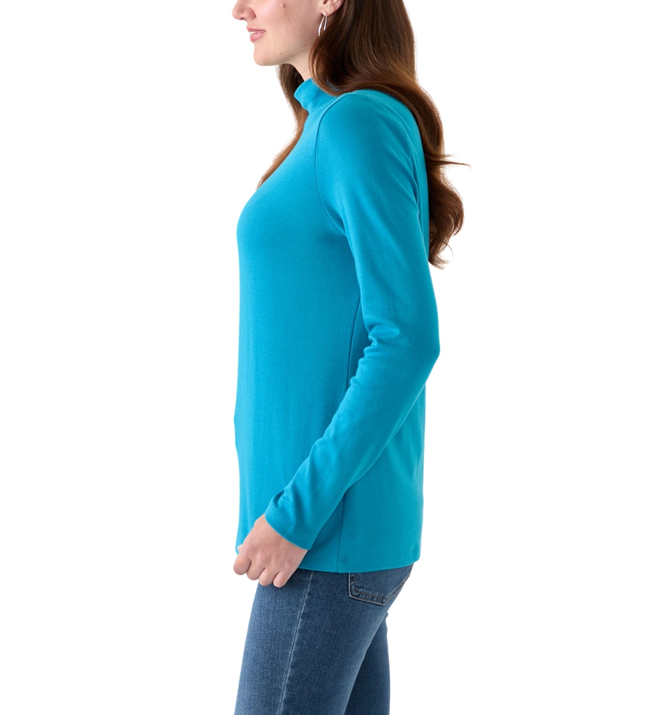 Womens Long Sleeve Mock Neck T-Shirt