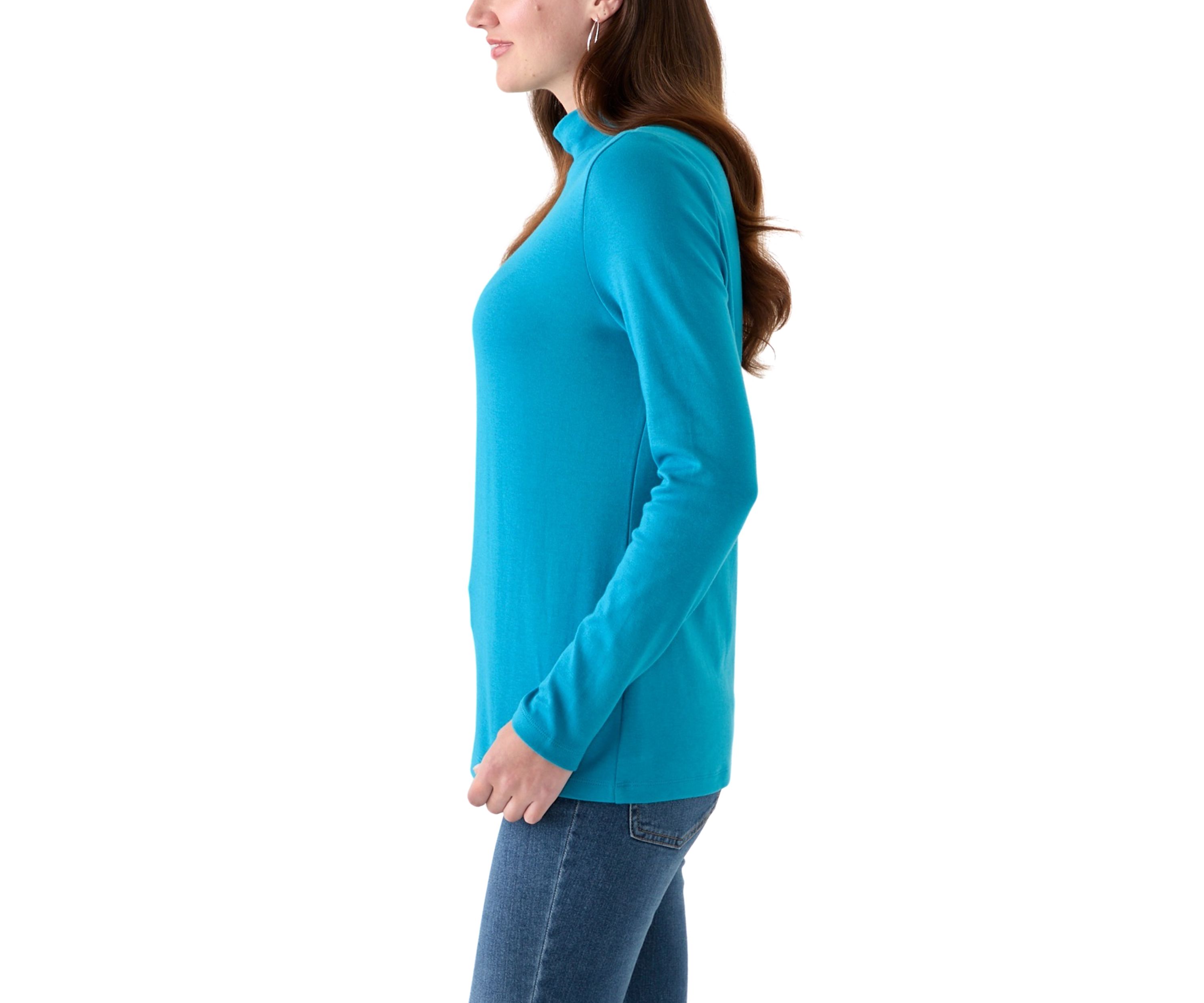 Womens Long Sleeve Mock Neck T-Shirt