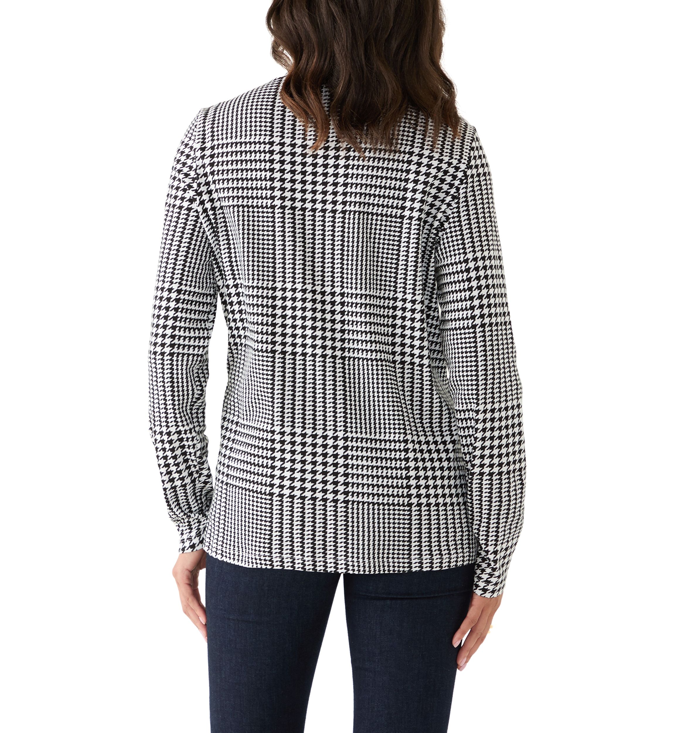 Womens Long Sleeve Mock Neck Printed T-Shirt