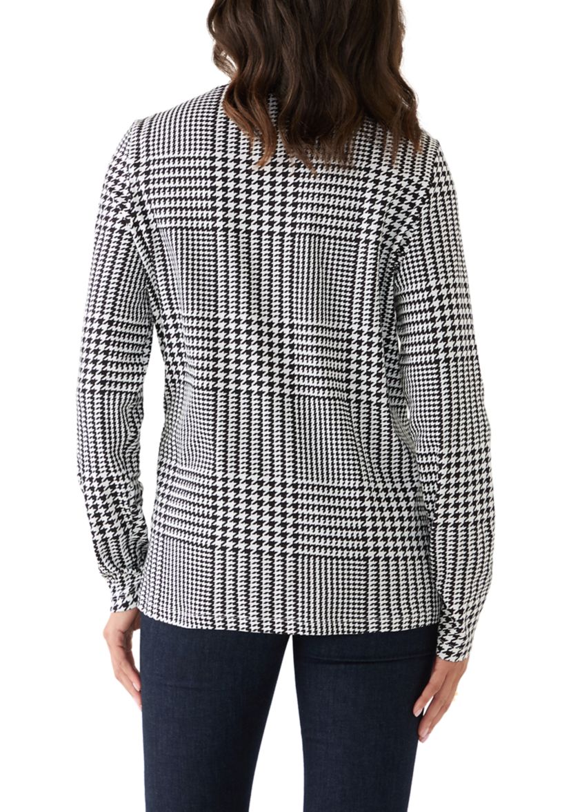 Womens Long Sleeve Mock Neck Printed T-Shirt