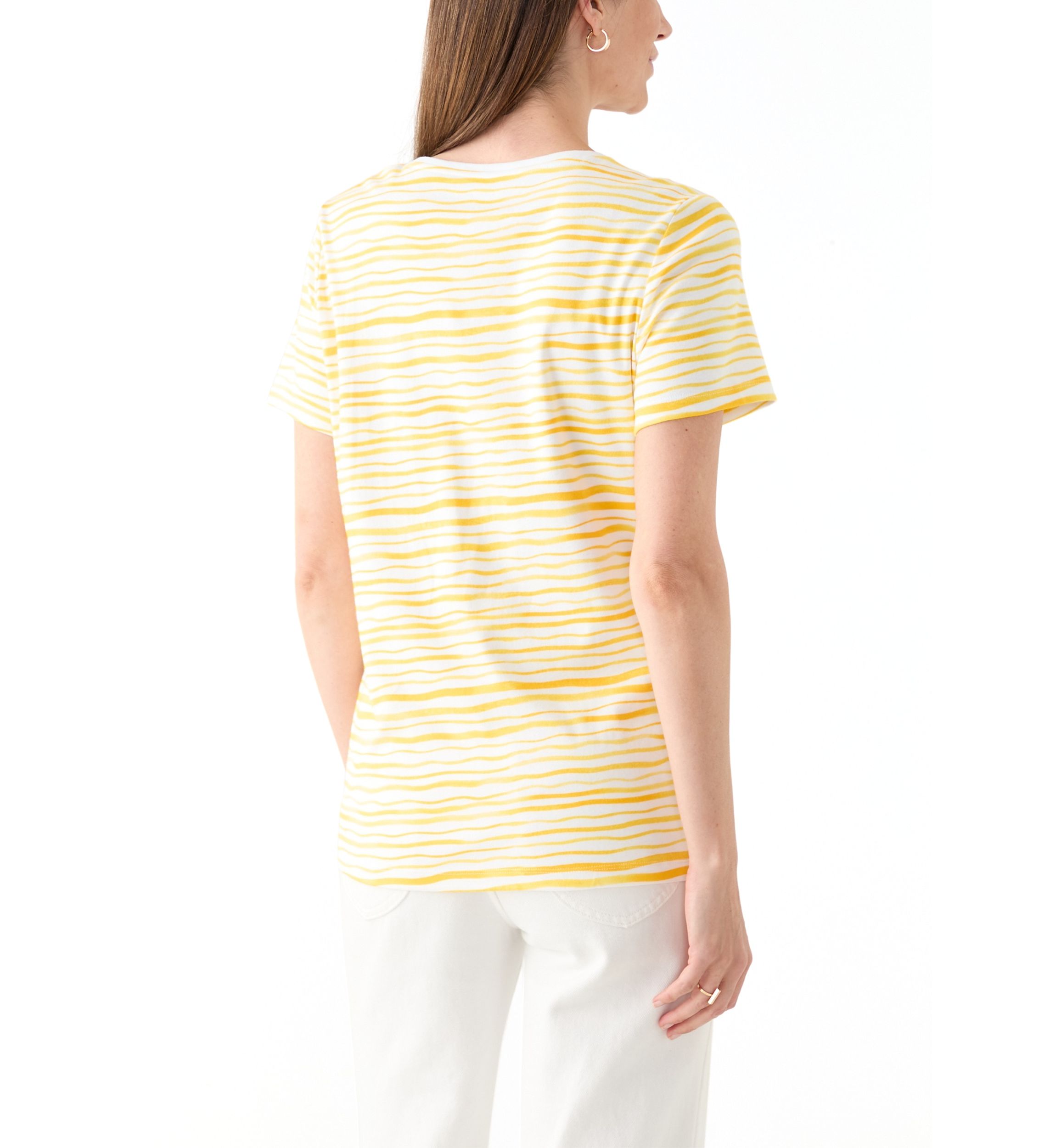Womens Short Sleeve Crew Neck Stripe Print T-Shirt