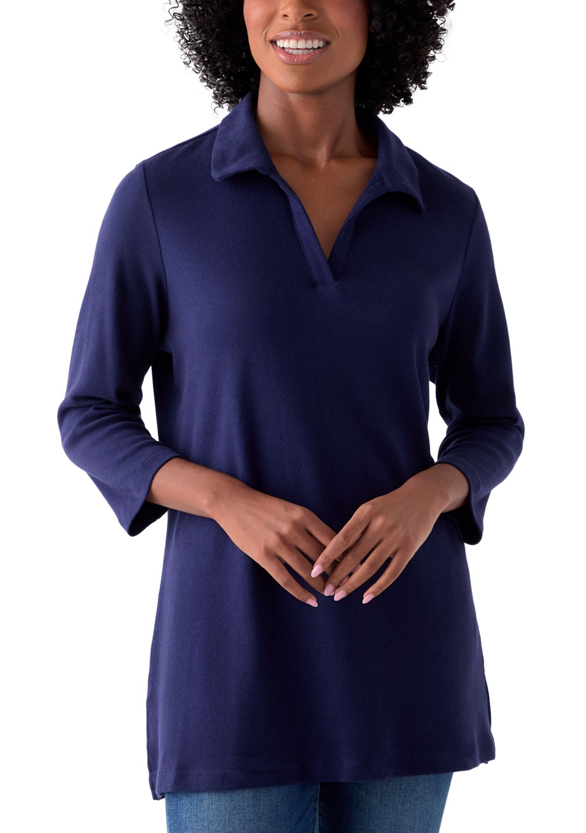 Womens Three-Quarter Sleeve Polo Tunic