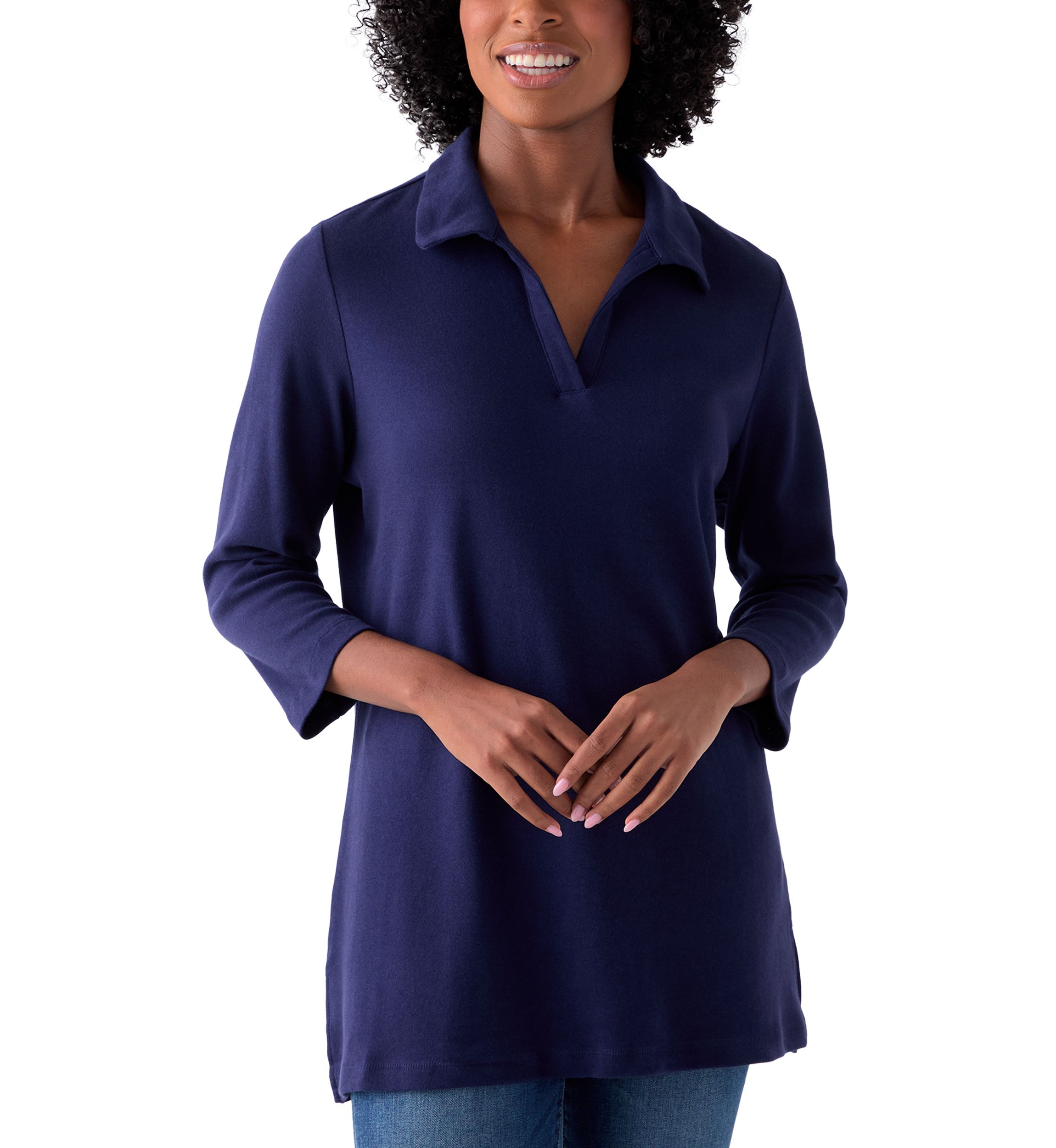 Womens Three-Quarter Sleeve Polo Tunic