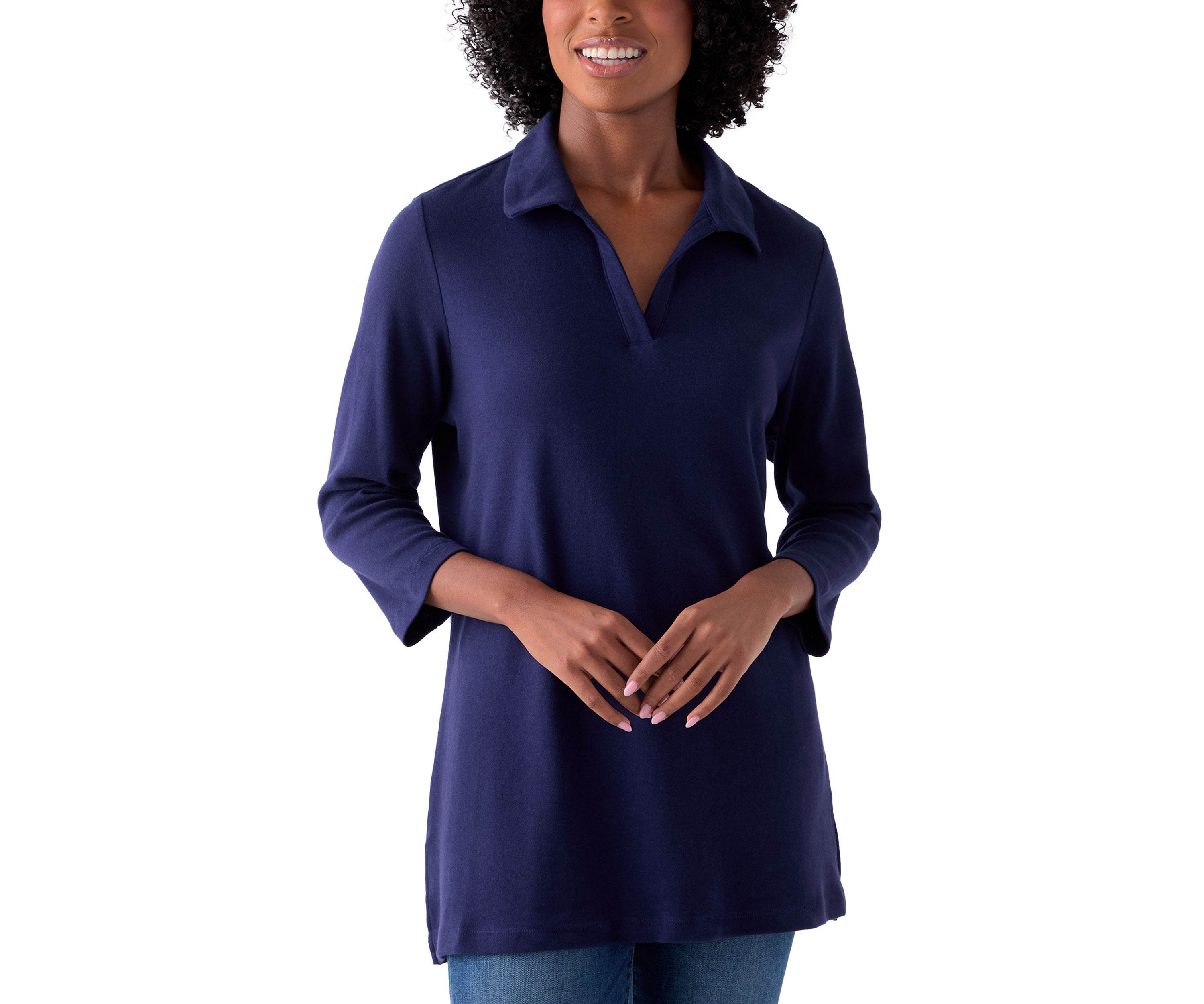 Womens Three-Quarter Sleeve Polo Tunic