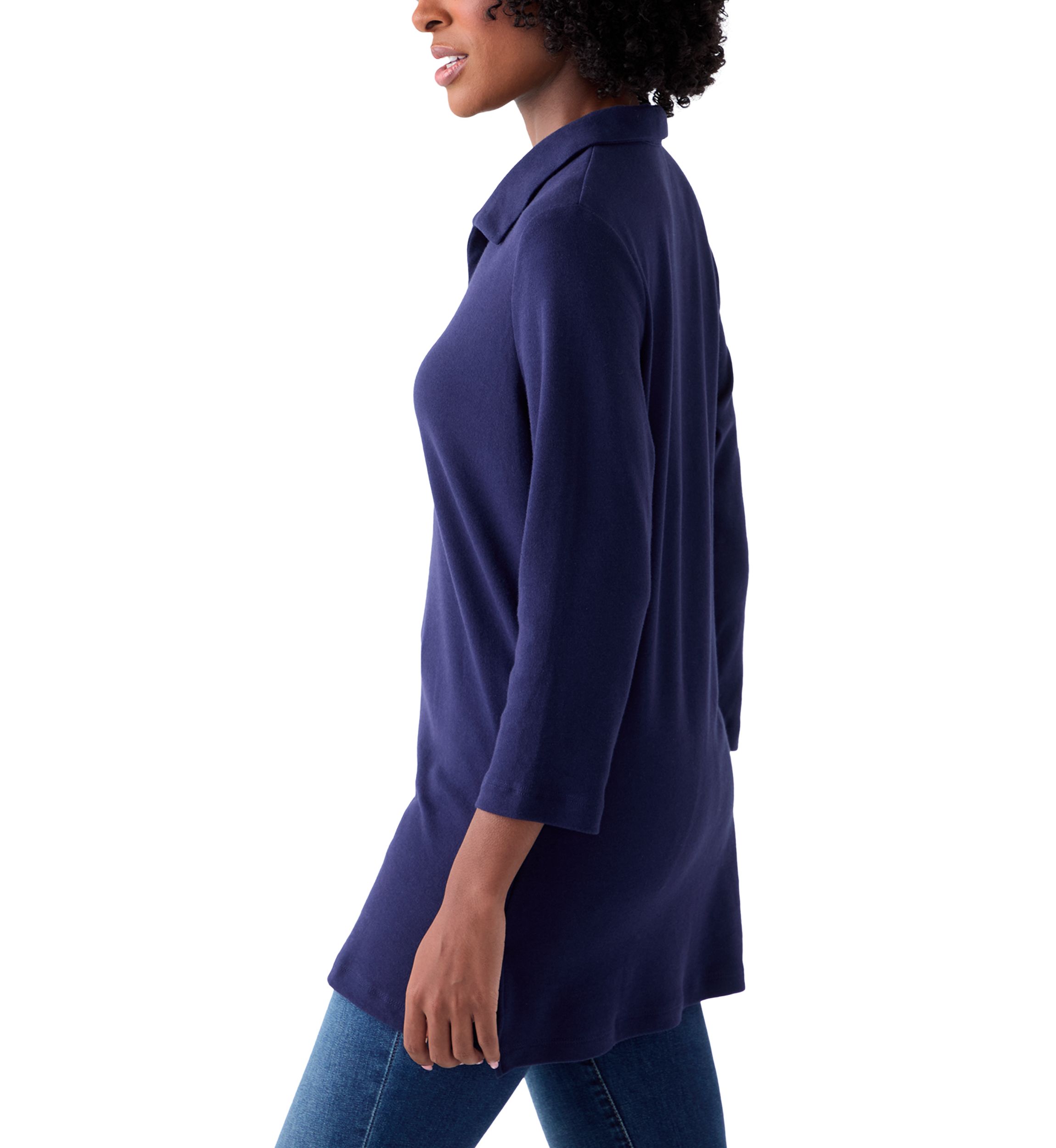 Womens Three-Quarter Sleeve Polo Tunic