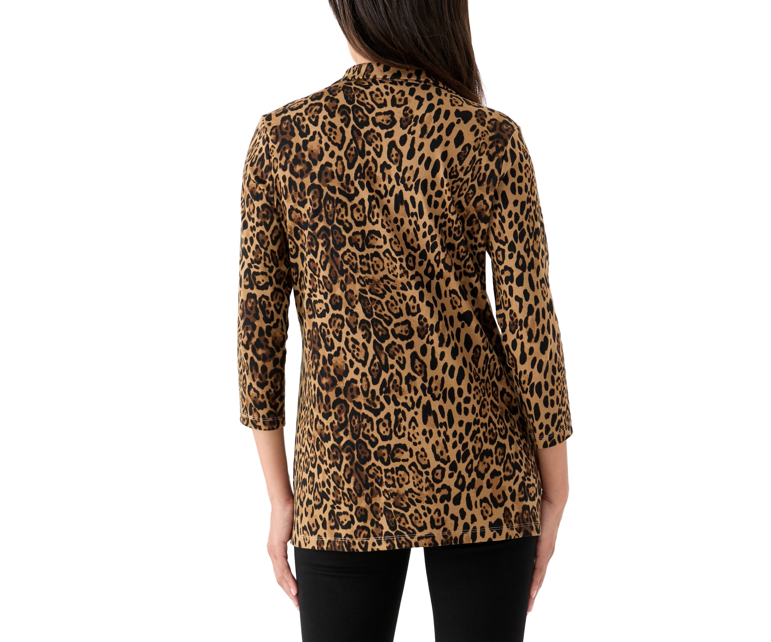 Womens Printed 3/4 Polo Top
