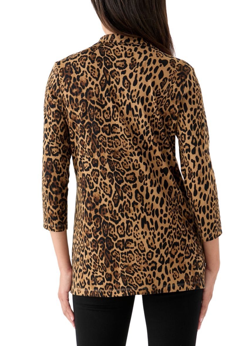 Womens Printed 3/4 Polo Top