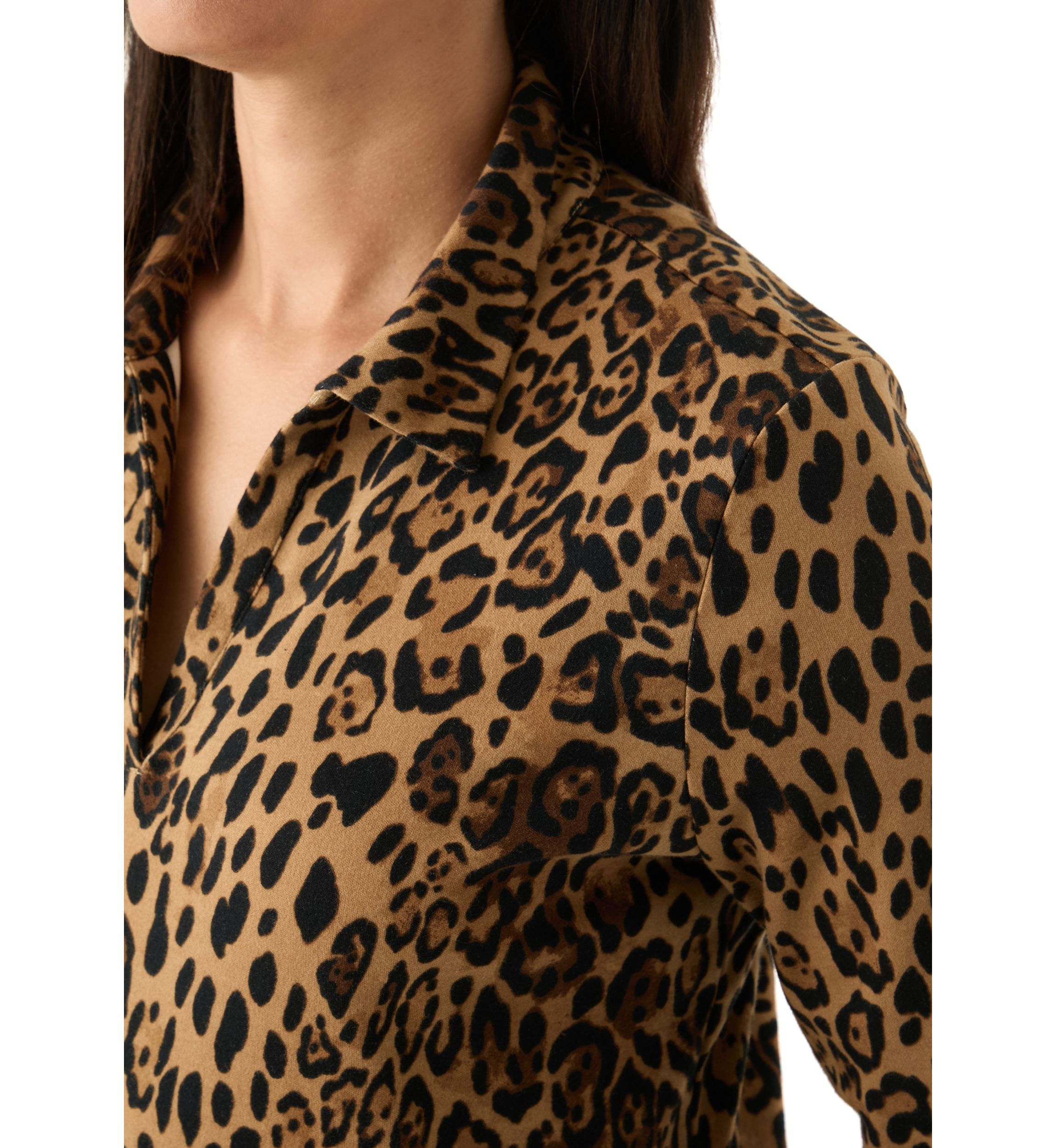 Womens Printed 3/4 Polo Top