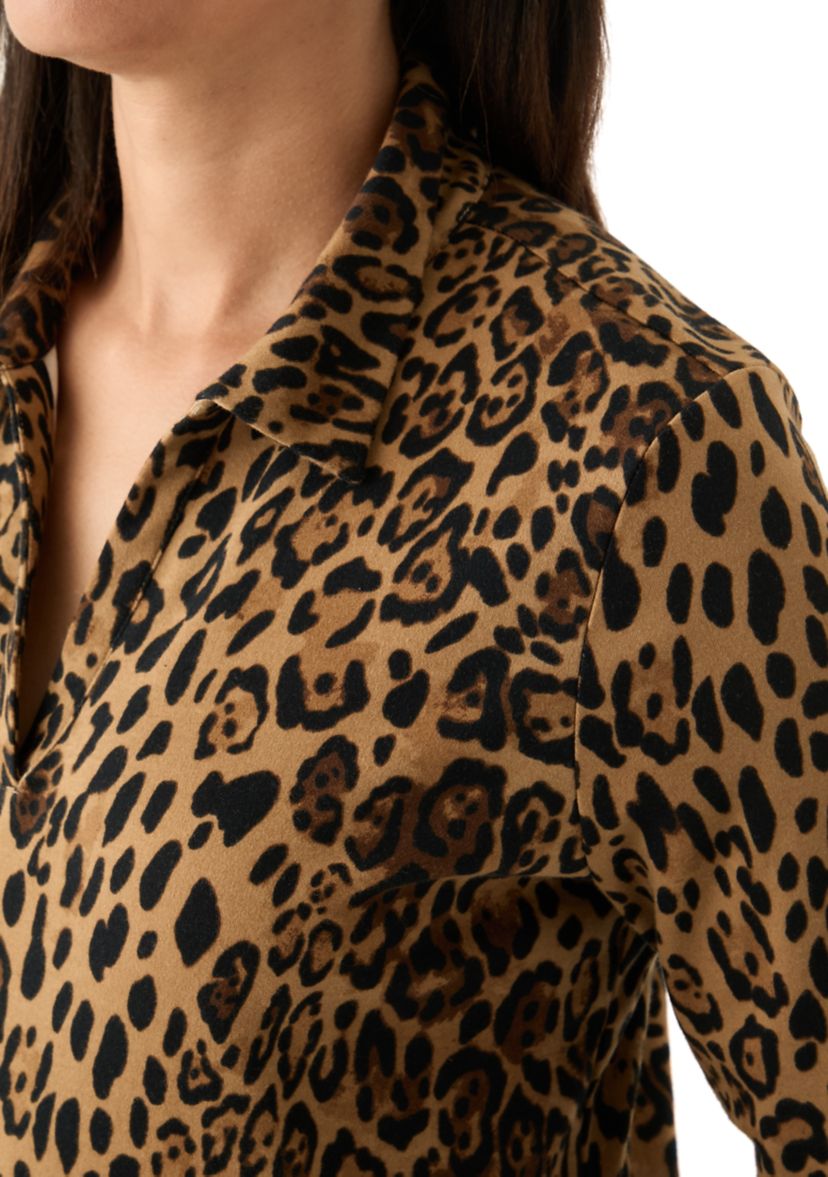 Womens Printed 3/4 Polo Top