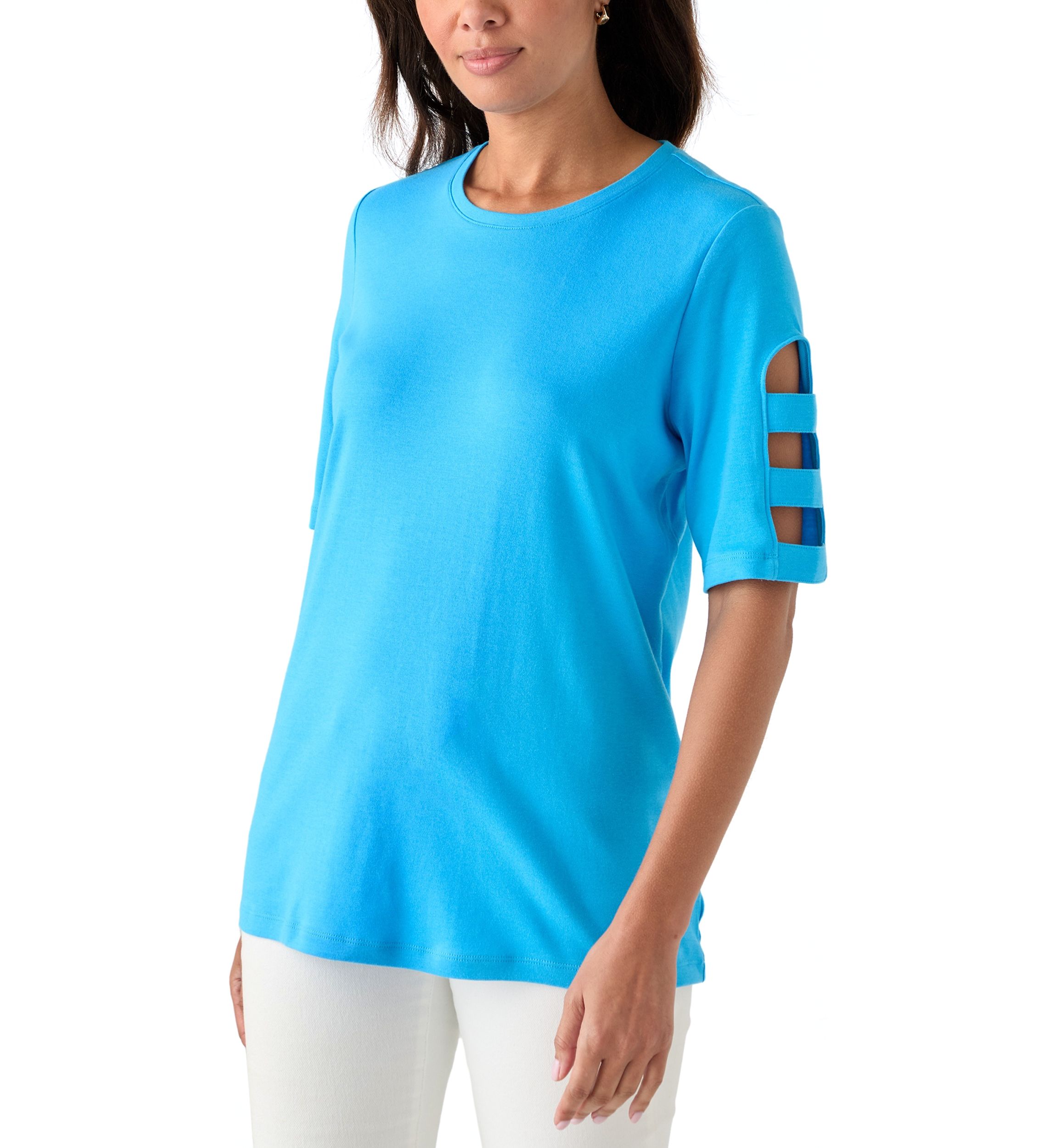 Womens Elbow Ladder Sleeve Top
