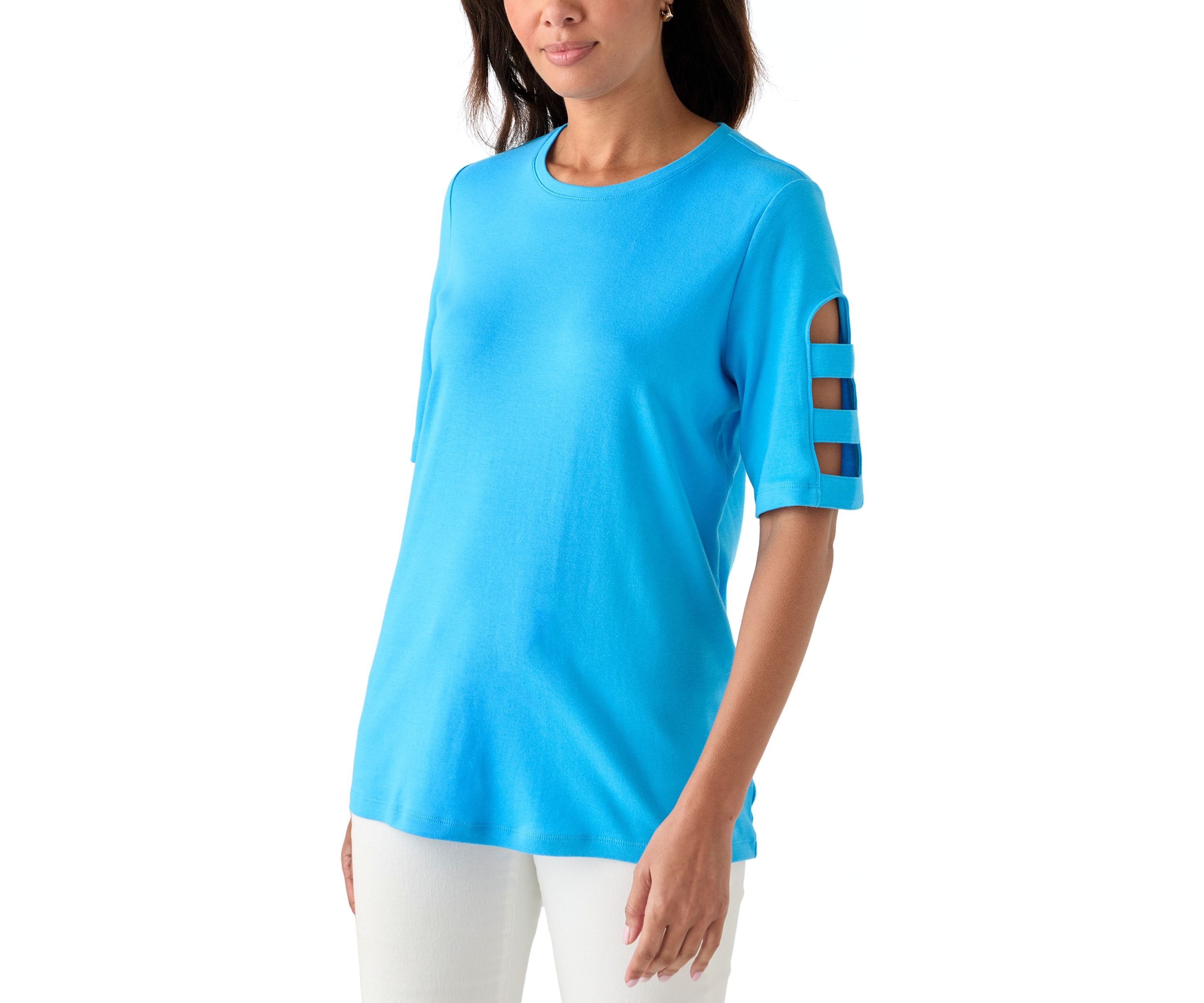 Womens Elbow Ladder Sleeve Top