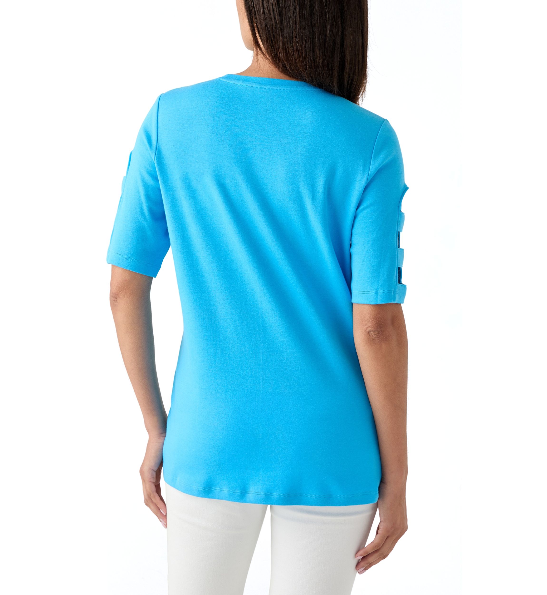 Womens Elbow Ladder Sleeve Top