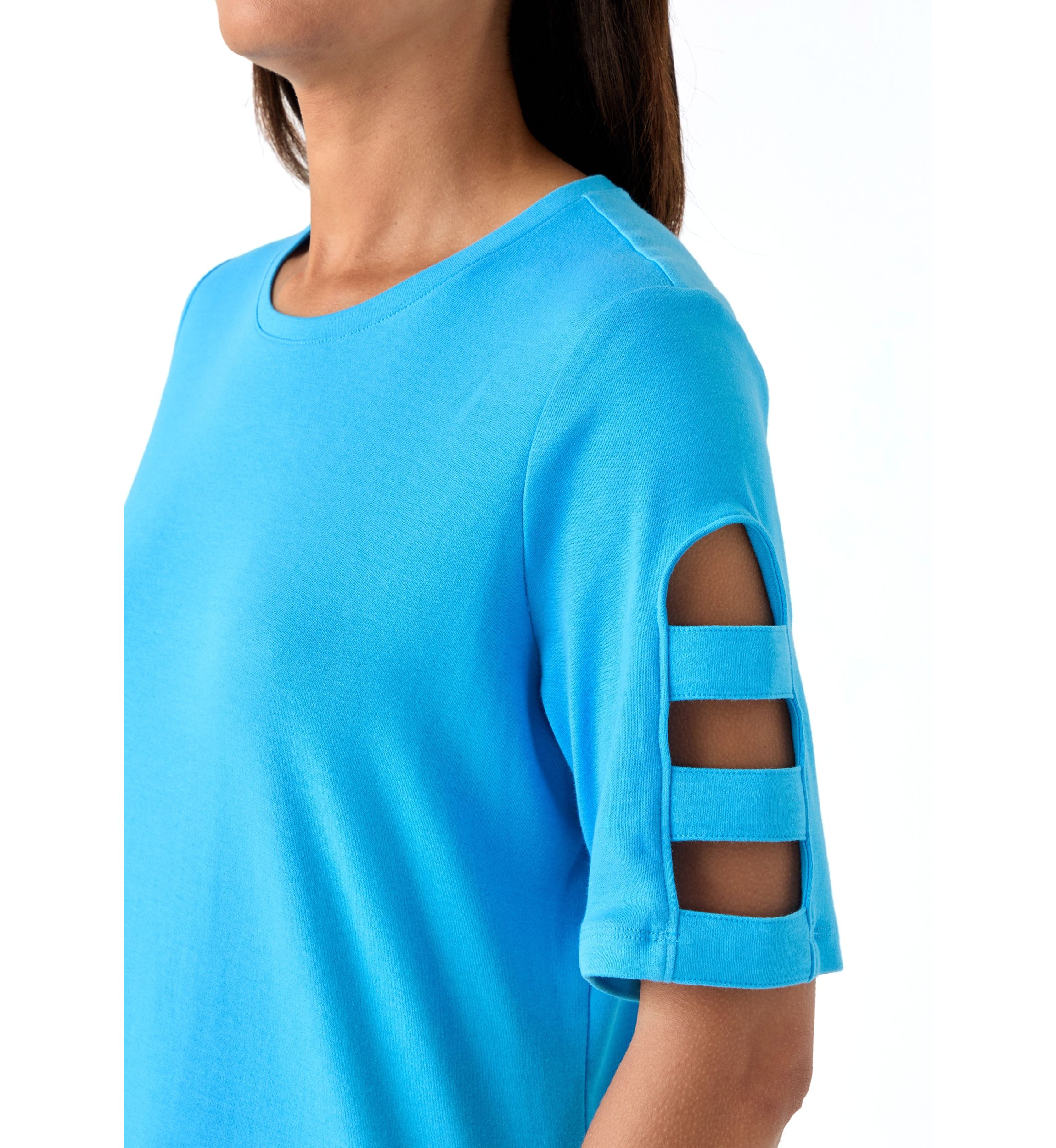 Womens Elbow Ladder Sleeve Top