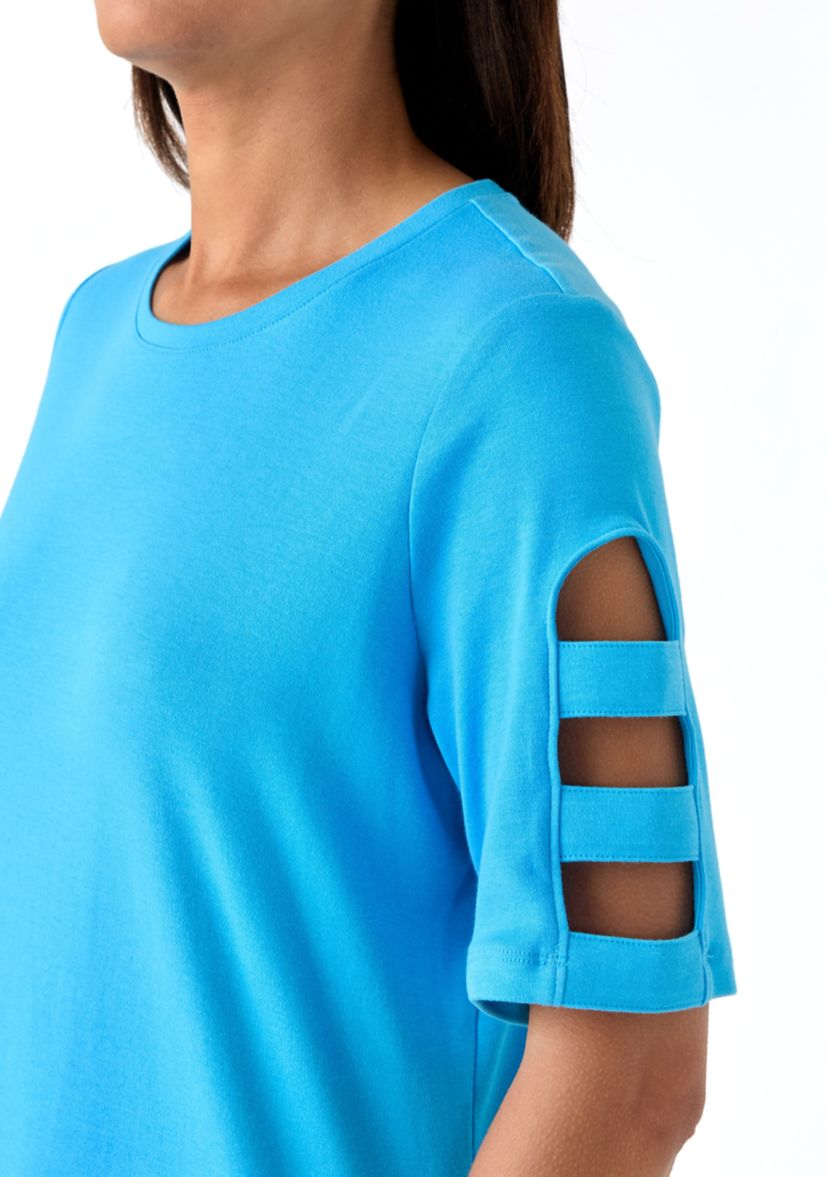Womens Elbow Ladder Sleeve Top