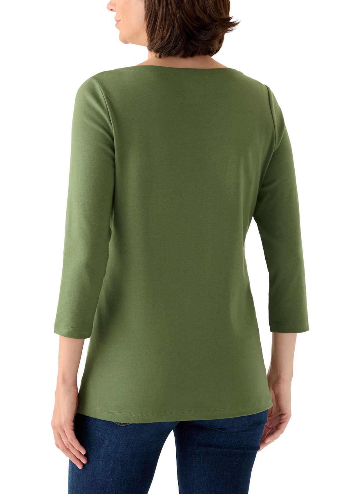 Womens Three-Quarter Split Neck Top