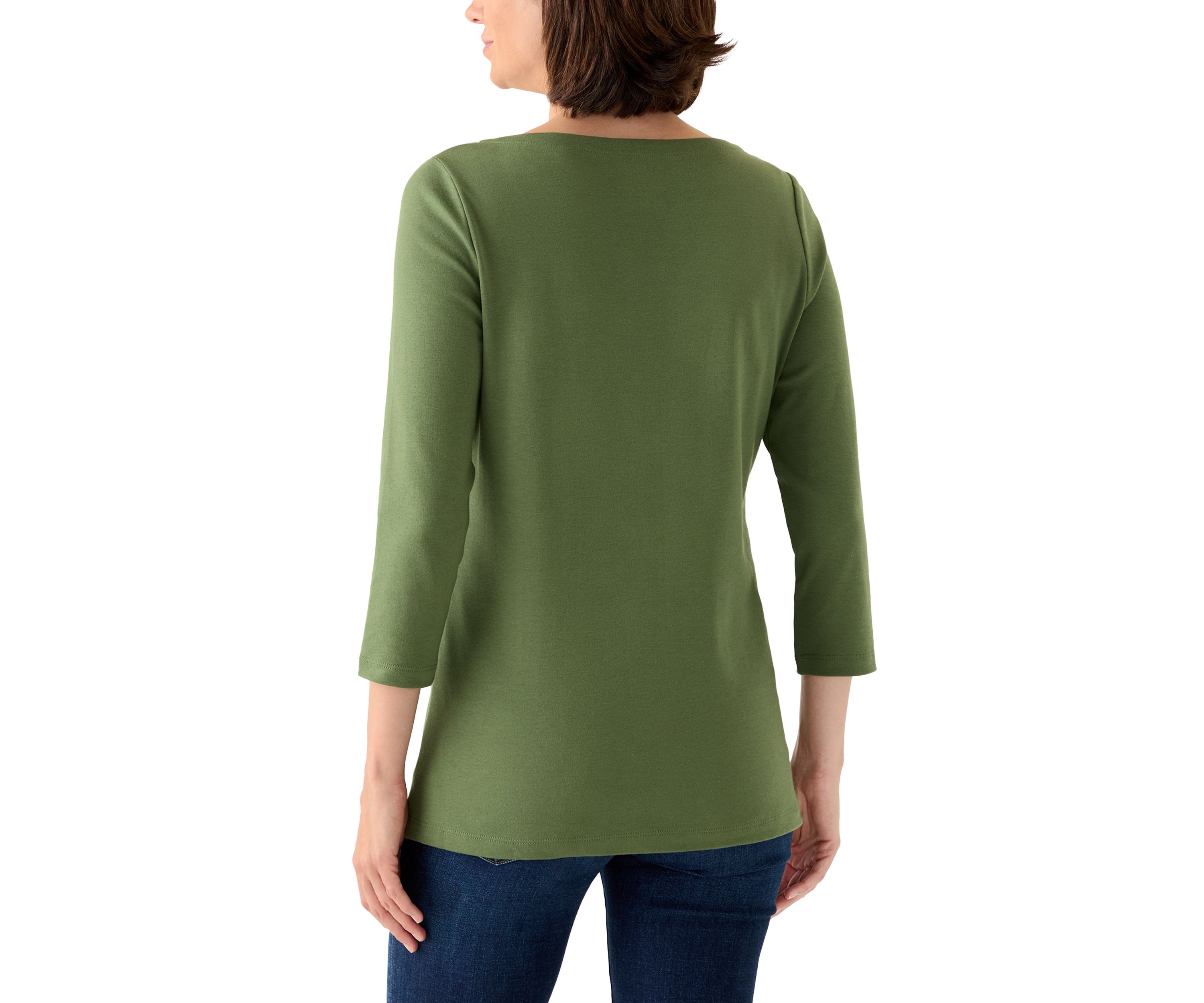 Womens Three-Quarter Split Neck Top