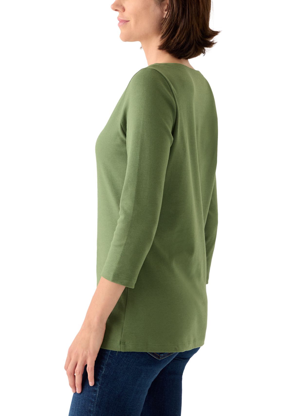 Womens Three-Quarter Split Neck Top