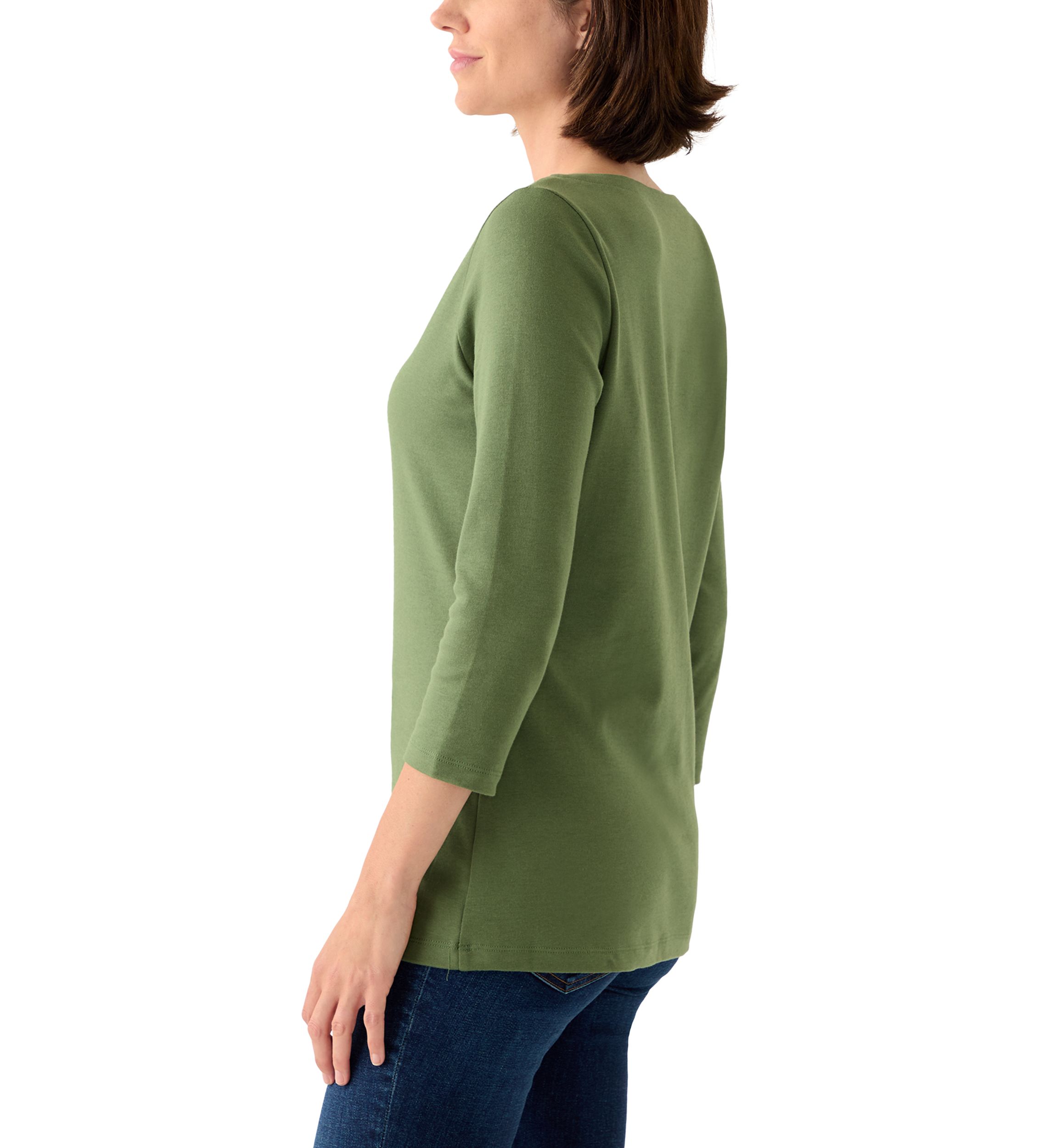 Womens Three-Quarter Split Neck Top