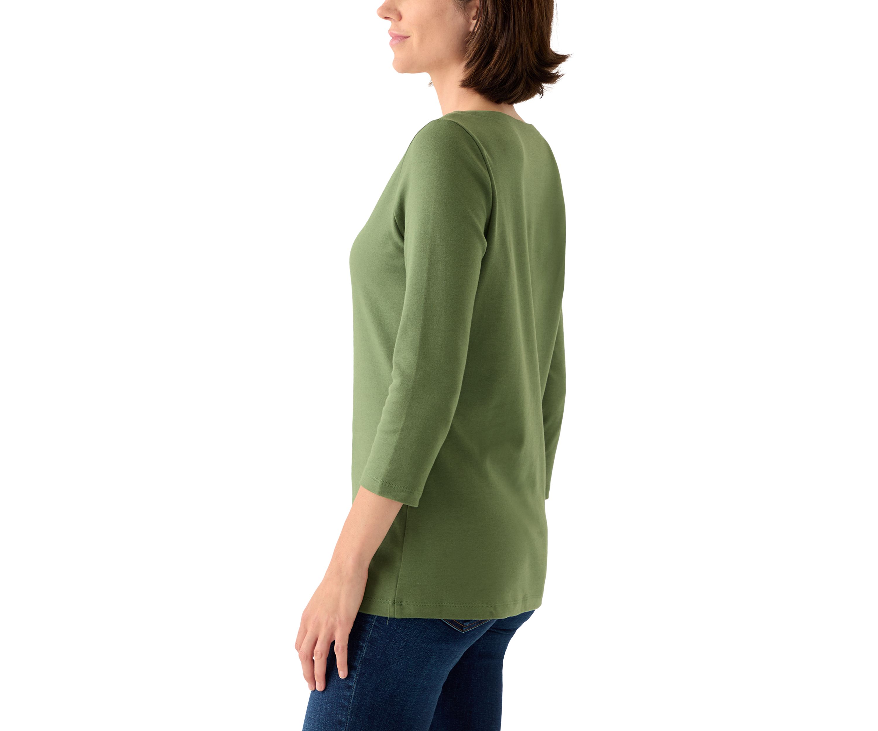 Womens Three-Quarter Split Neck Top