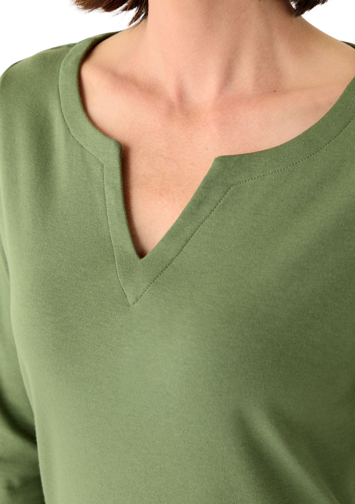 Womens Three-Quarter Split Neck Top
