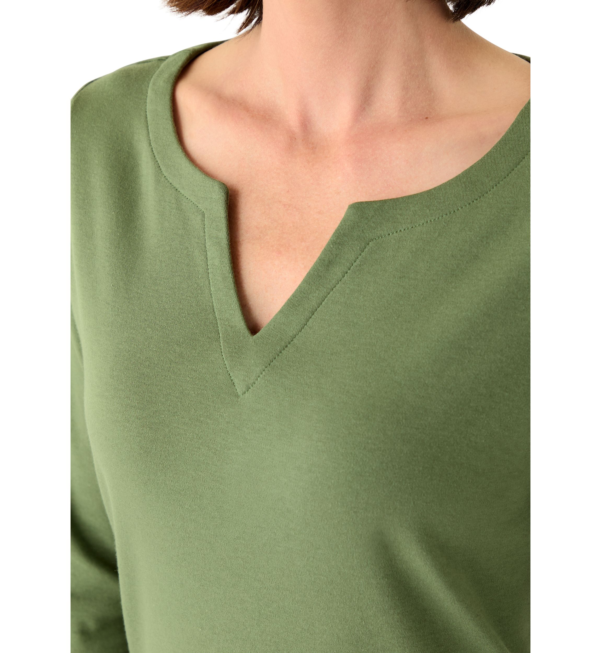 Womens Three-Quarter Split Neck Top