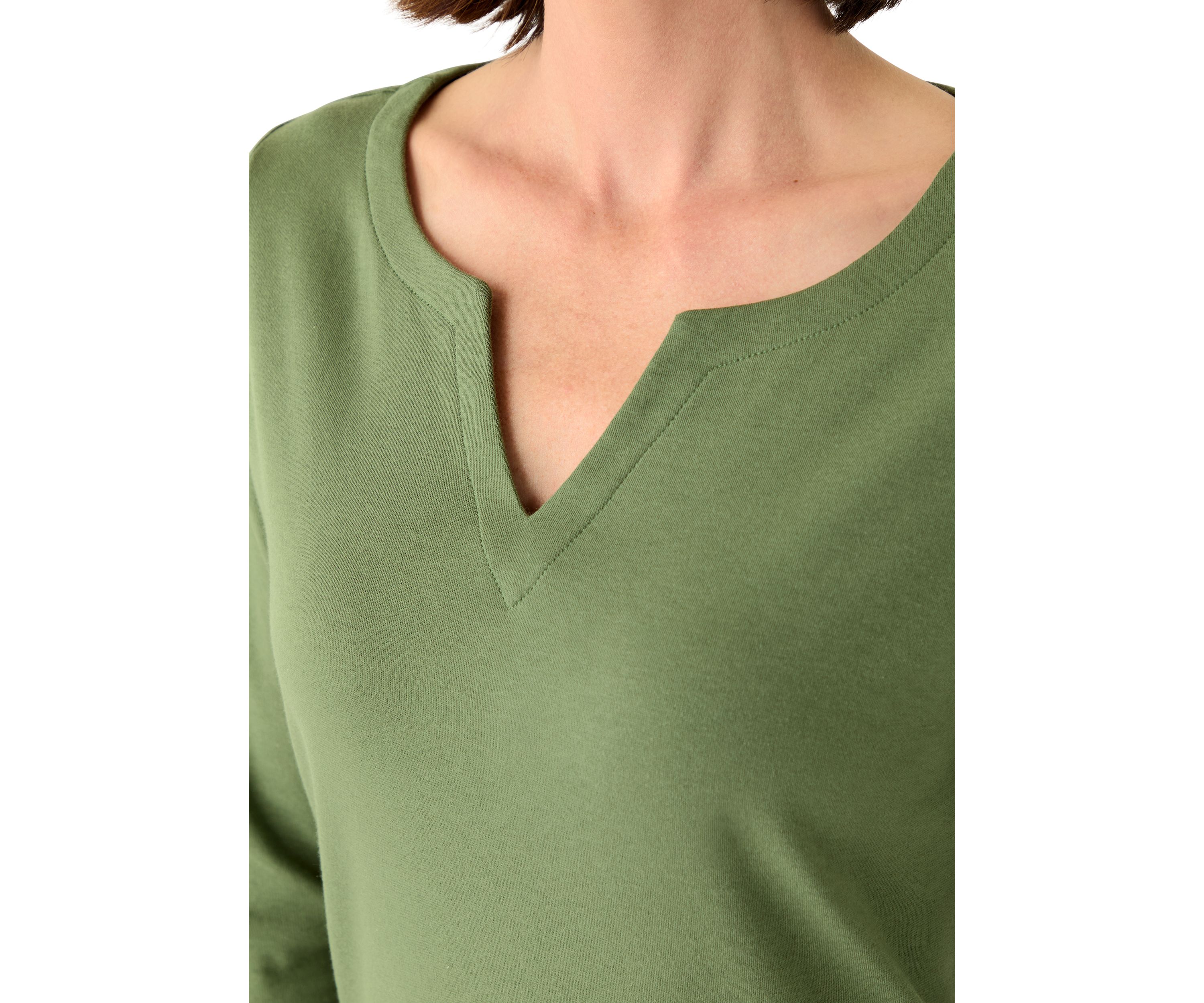 Womens Three-Quarter Split Neck Top