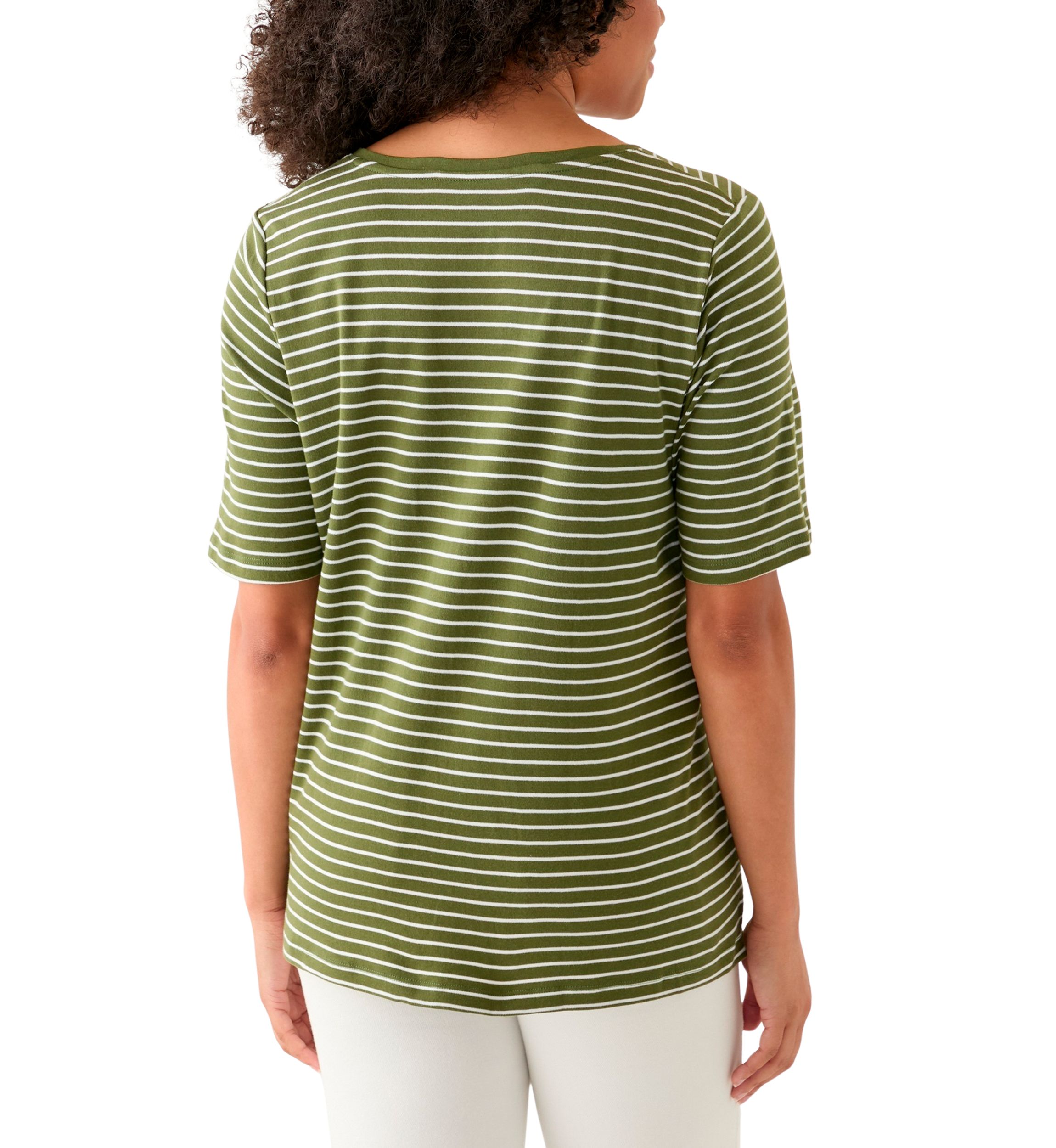 Womens Short Sleeve V-Neck Striped T-Shirt