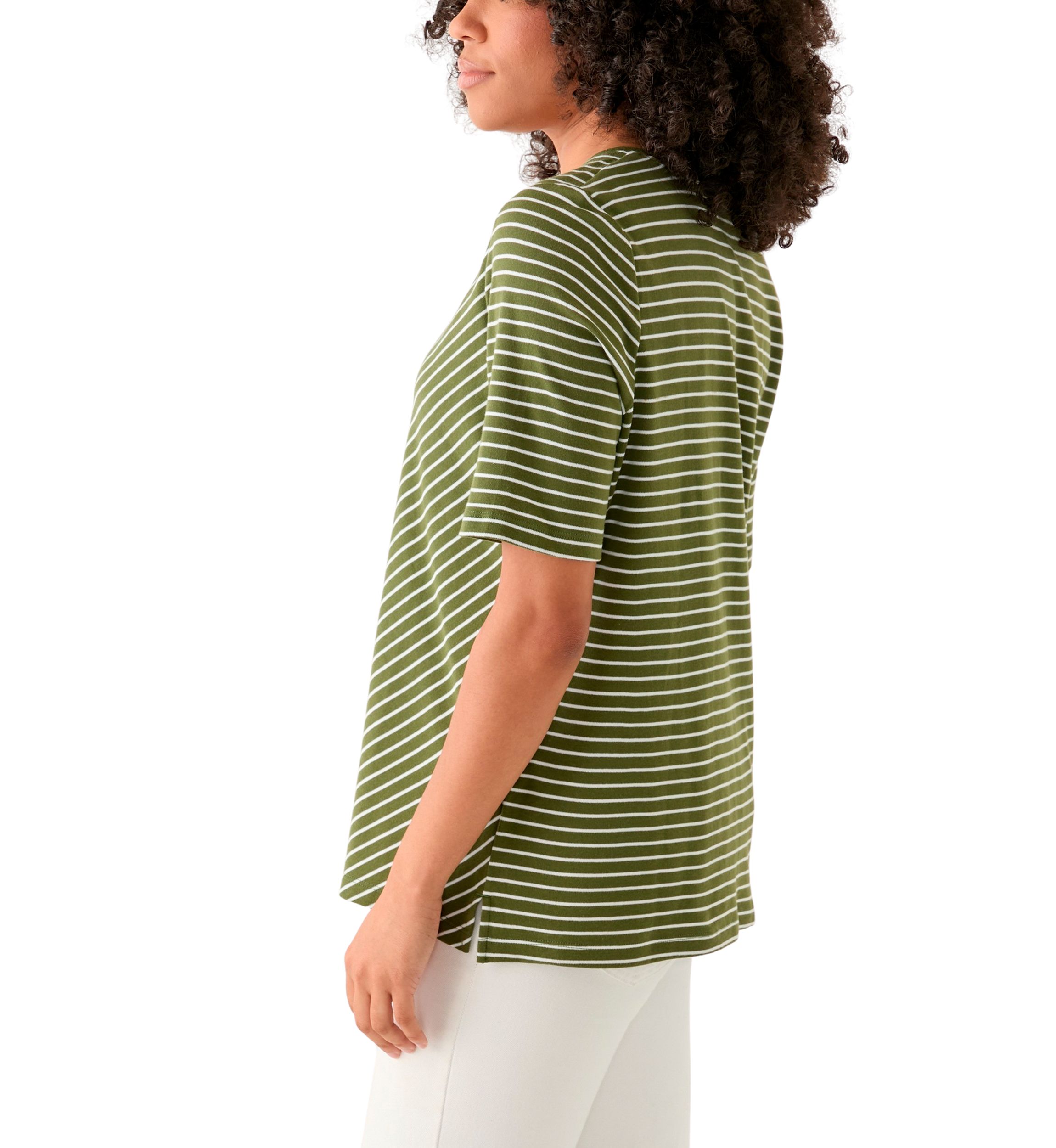 Womens Short Sleeve V-Neck Striped T-Shirt