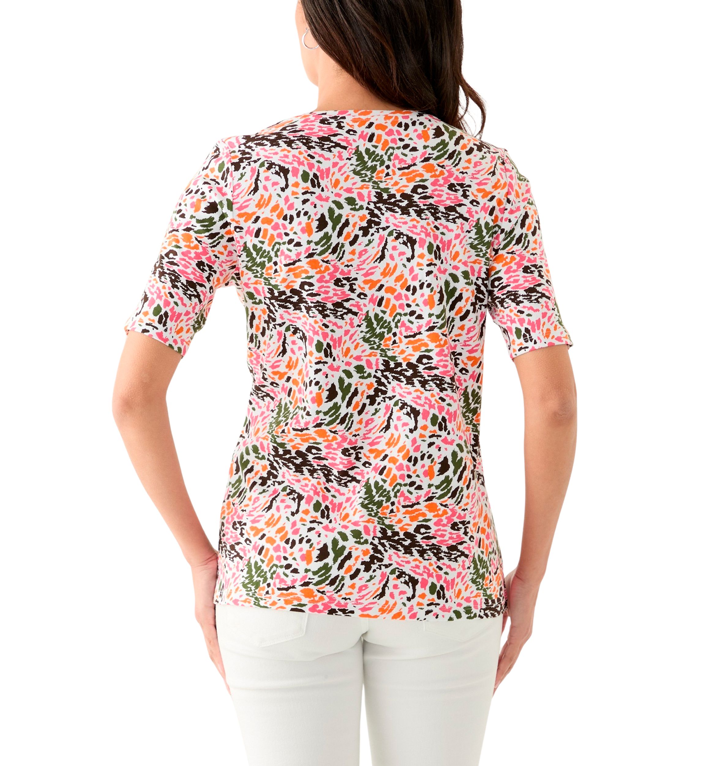 Womens Printed V-Neck Top