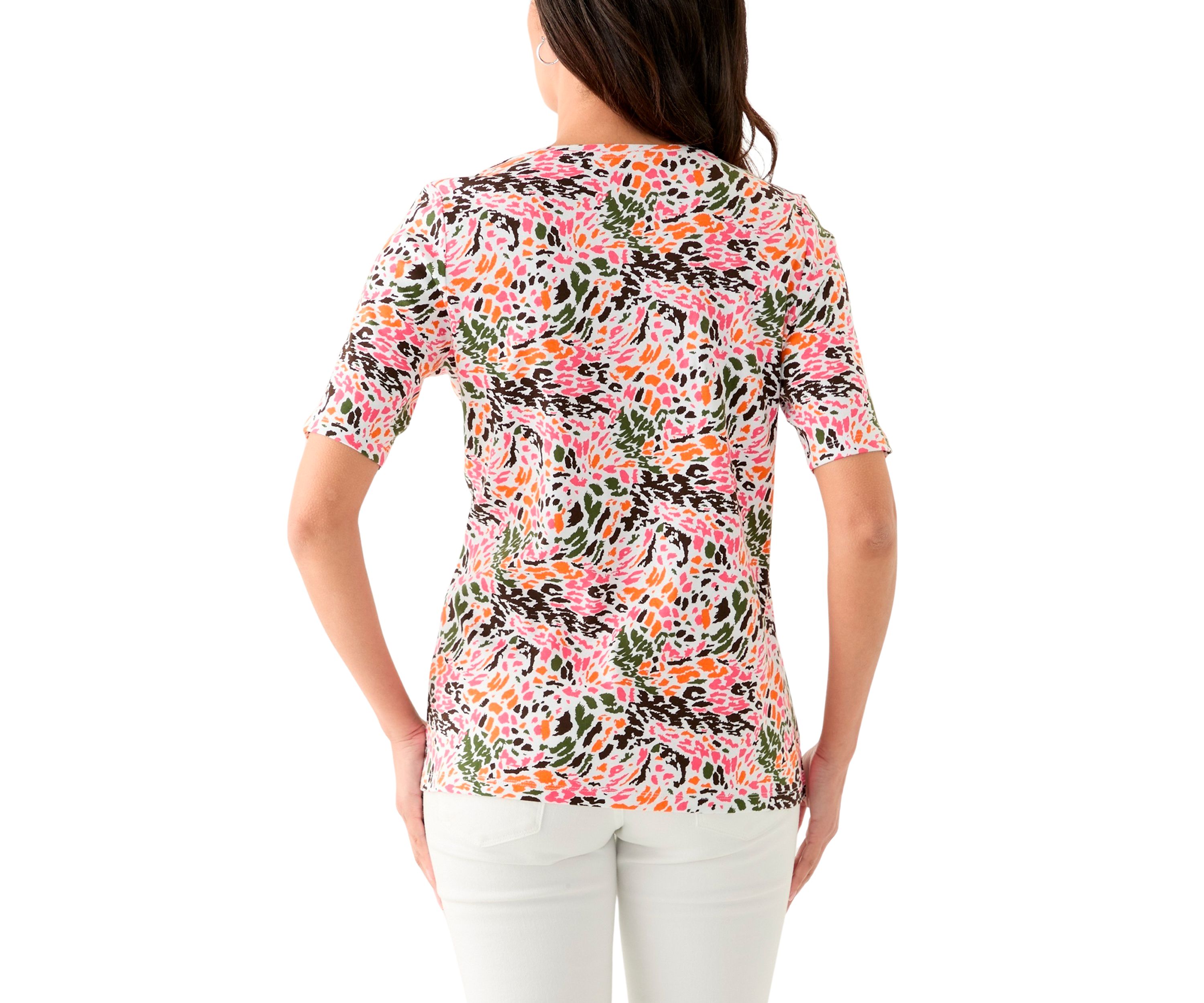 Womens Printed V-Neck Top
