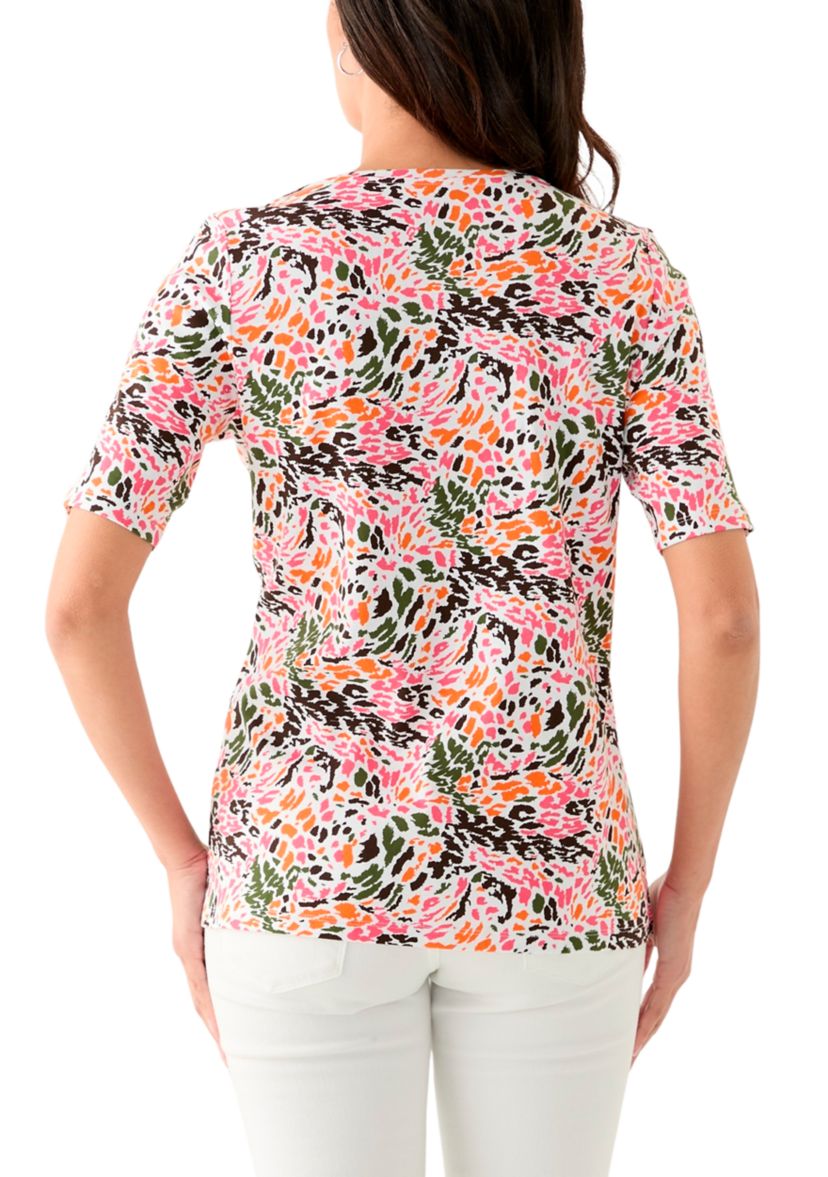 Womens Printed V-Neck Top