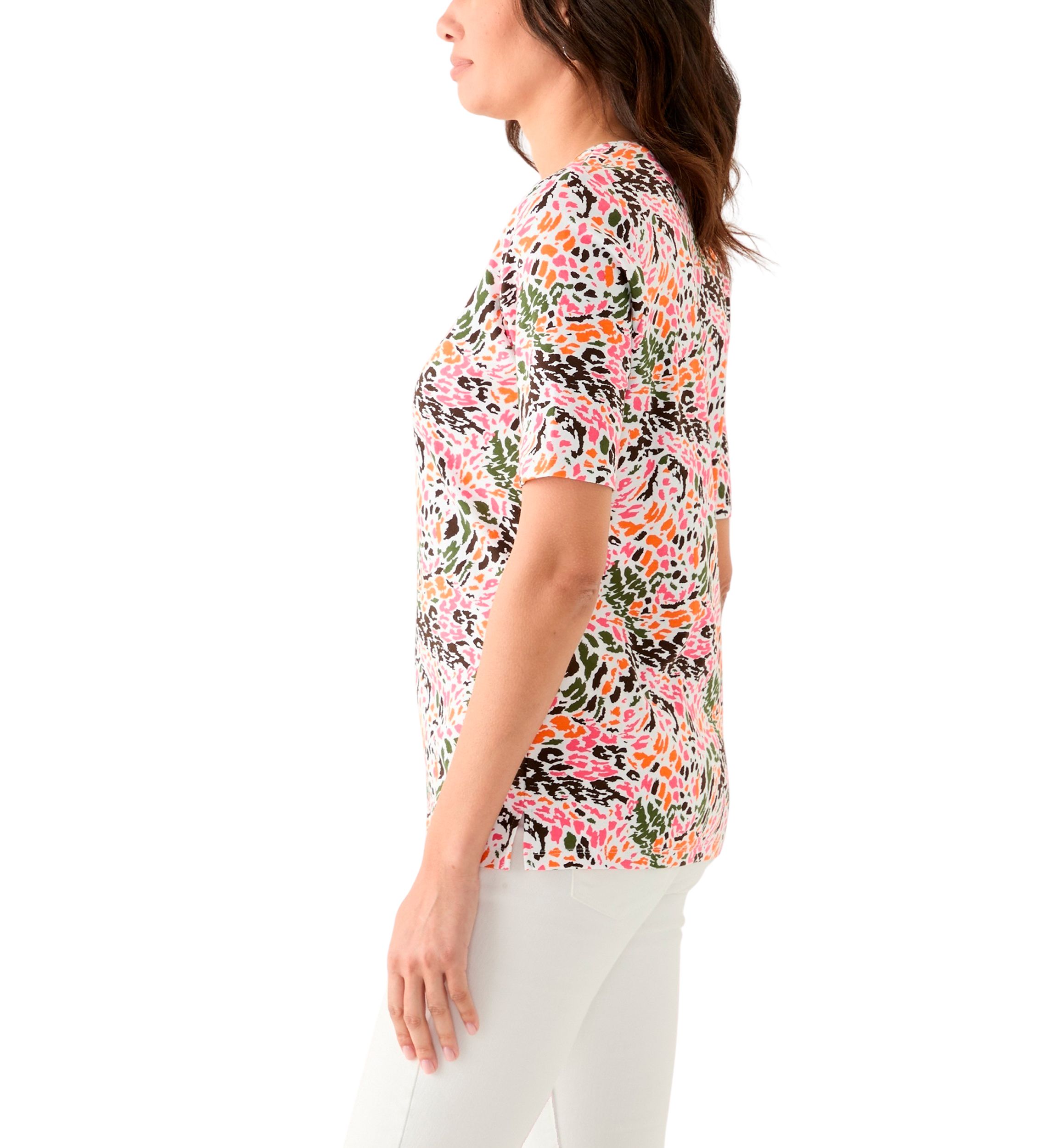Womens Printed V-Neck Top
