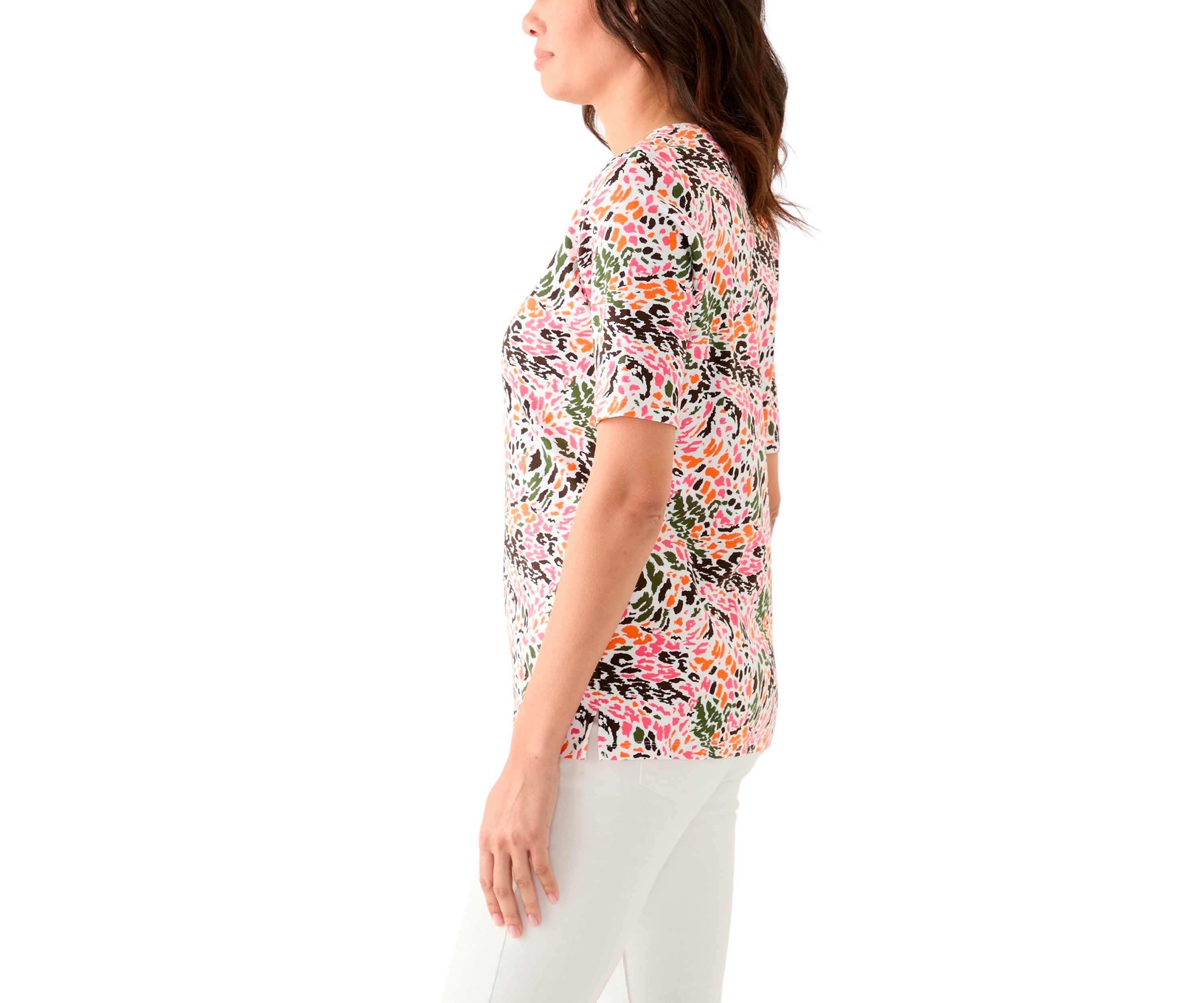 Womens Printed V-Neck Top