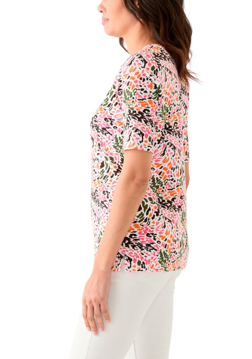 Womens Printed V-Neck Top