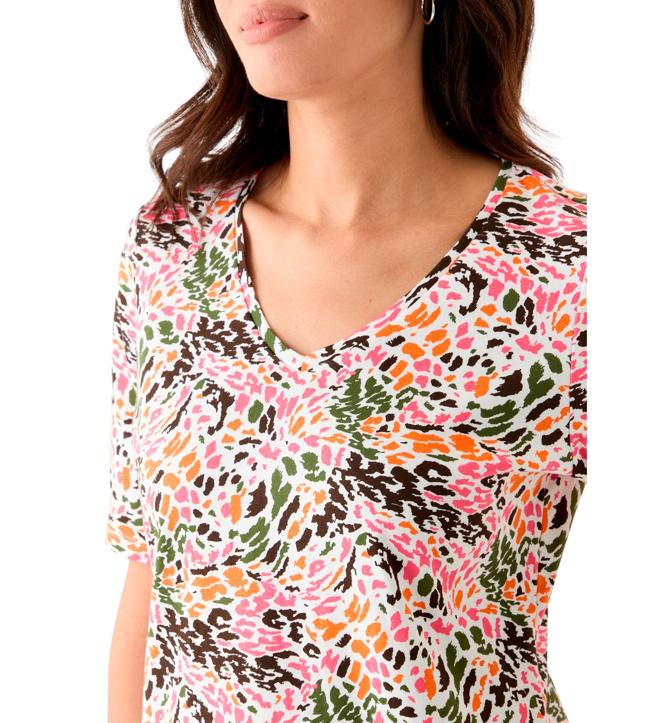 Womens Printed V-Neck Top