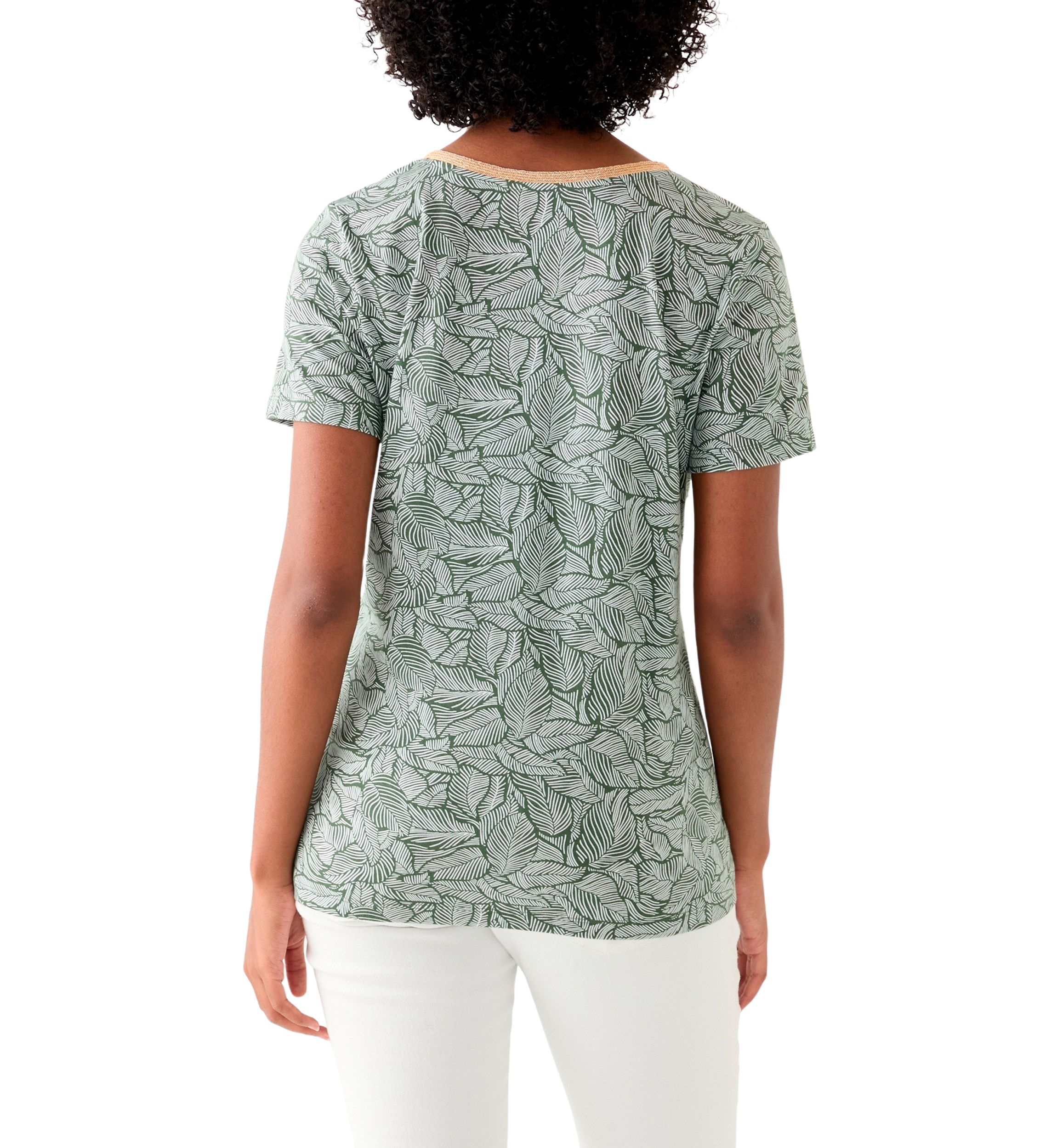 Womens Short Sleeve V-Neck Printed T-Shirt 