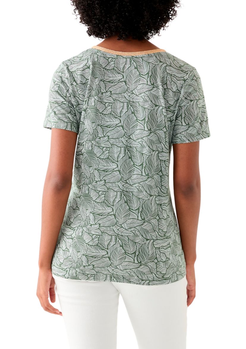 Womens Short Sleeve V-Neck Printed T-Shirt 
