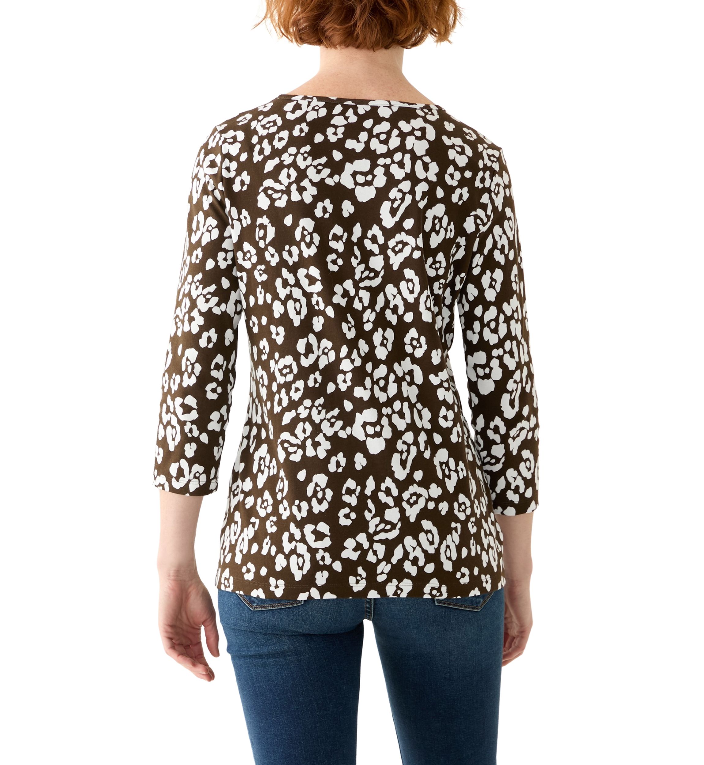 Womens Cutout Detail Printed Top