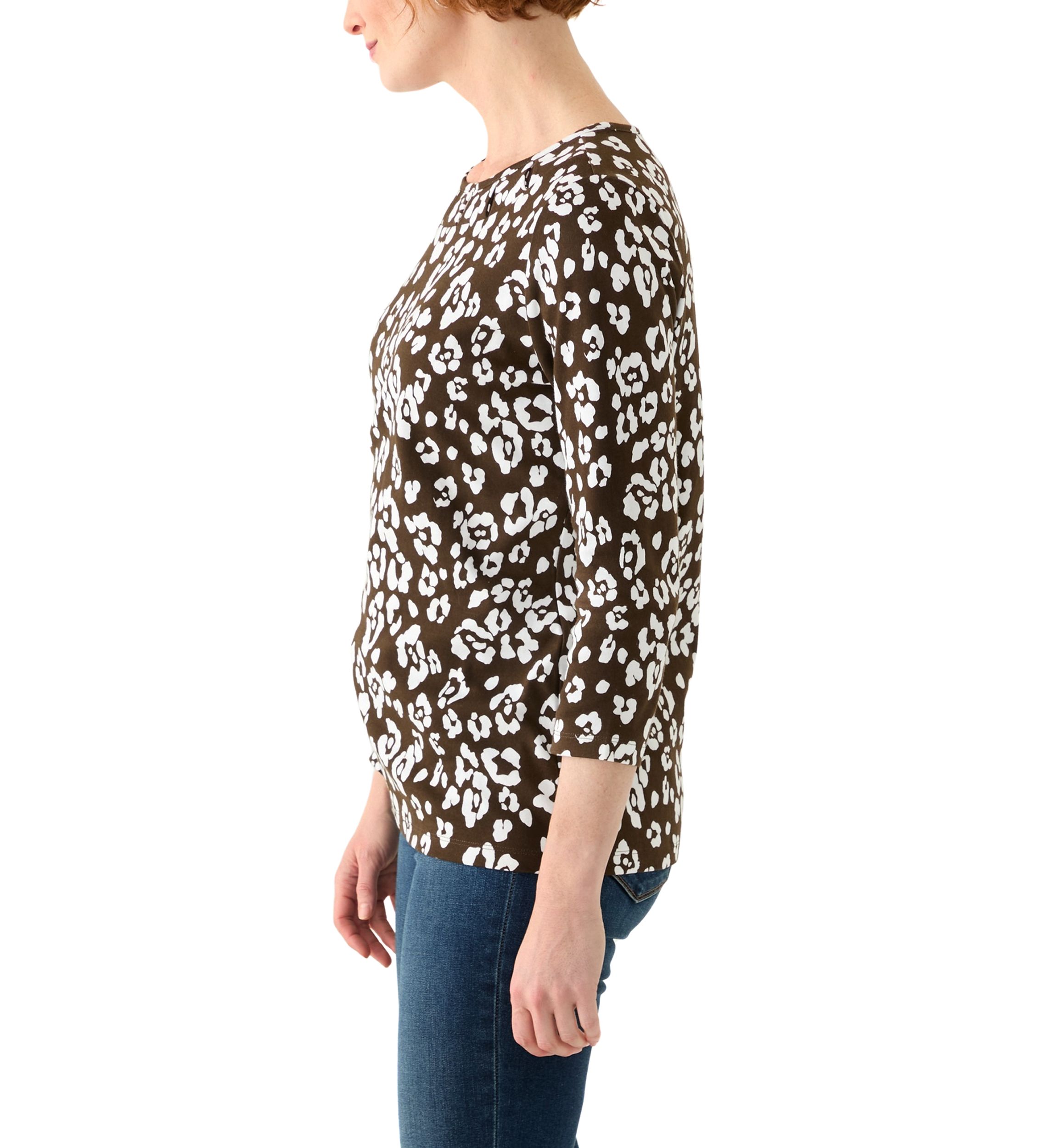 Womens Cutout Detail Printed Top