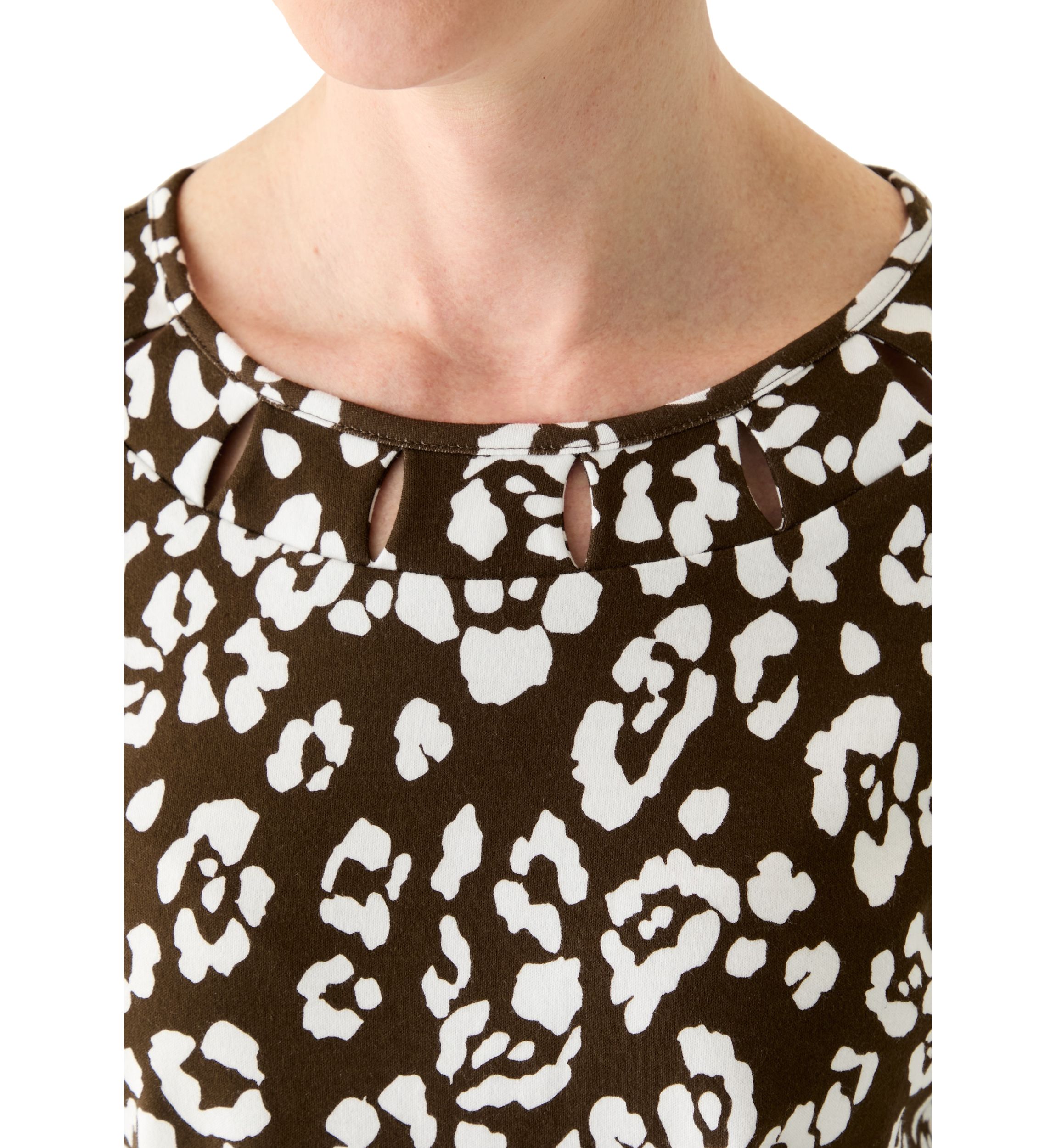 Womens Cutout Detail Printed Top