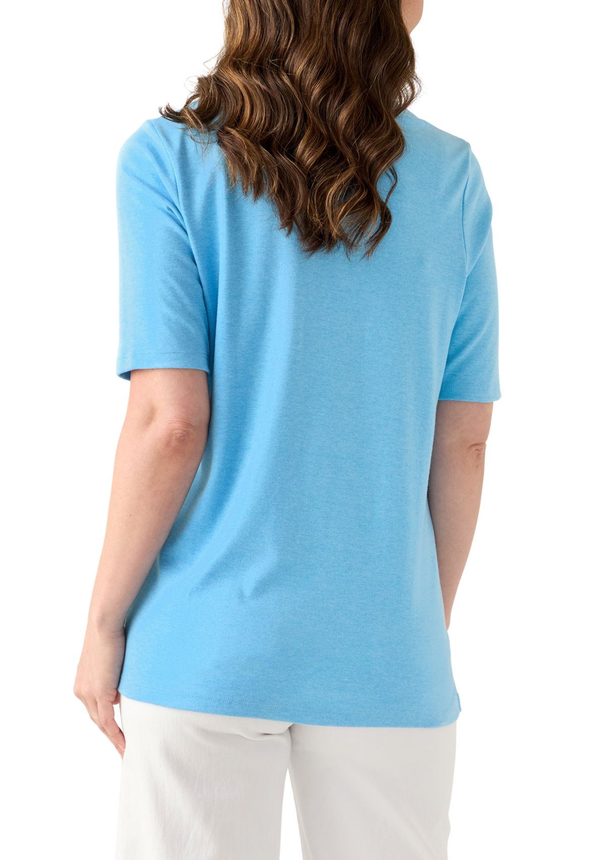 Womens Elbow Sleeve V-Neck T-Shirt