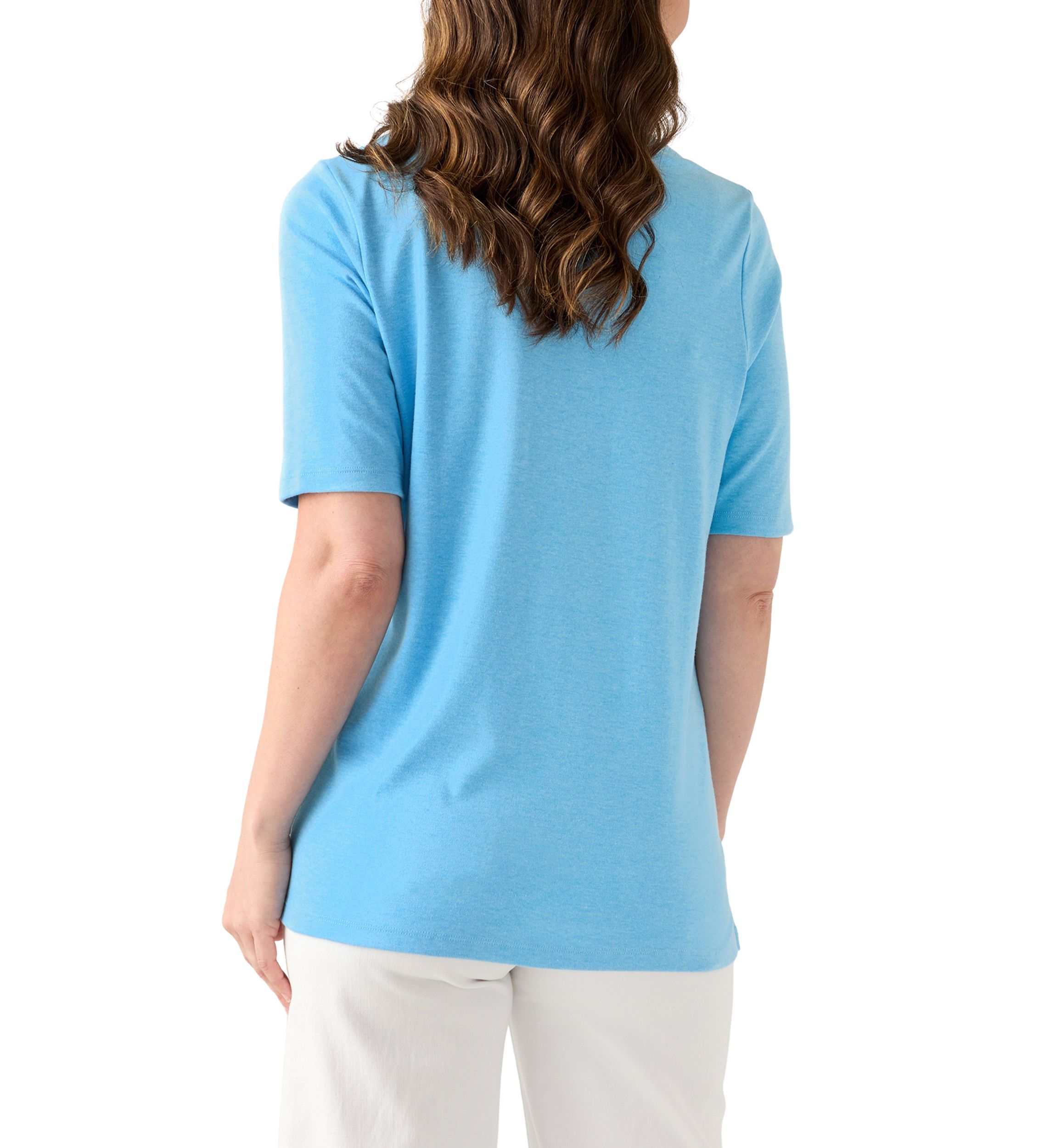 Womens Elbow Sleeve V-Neck T-Shirt