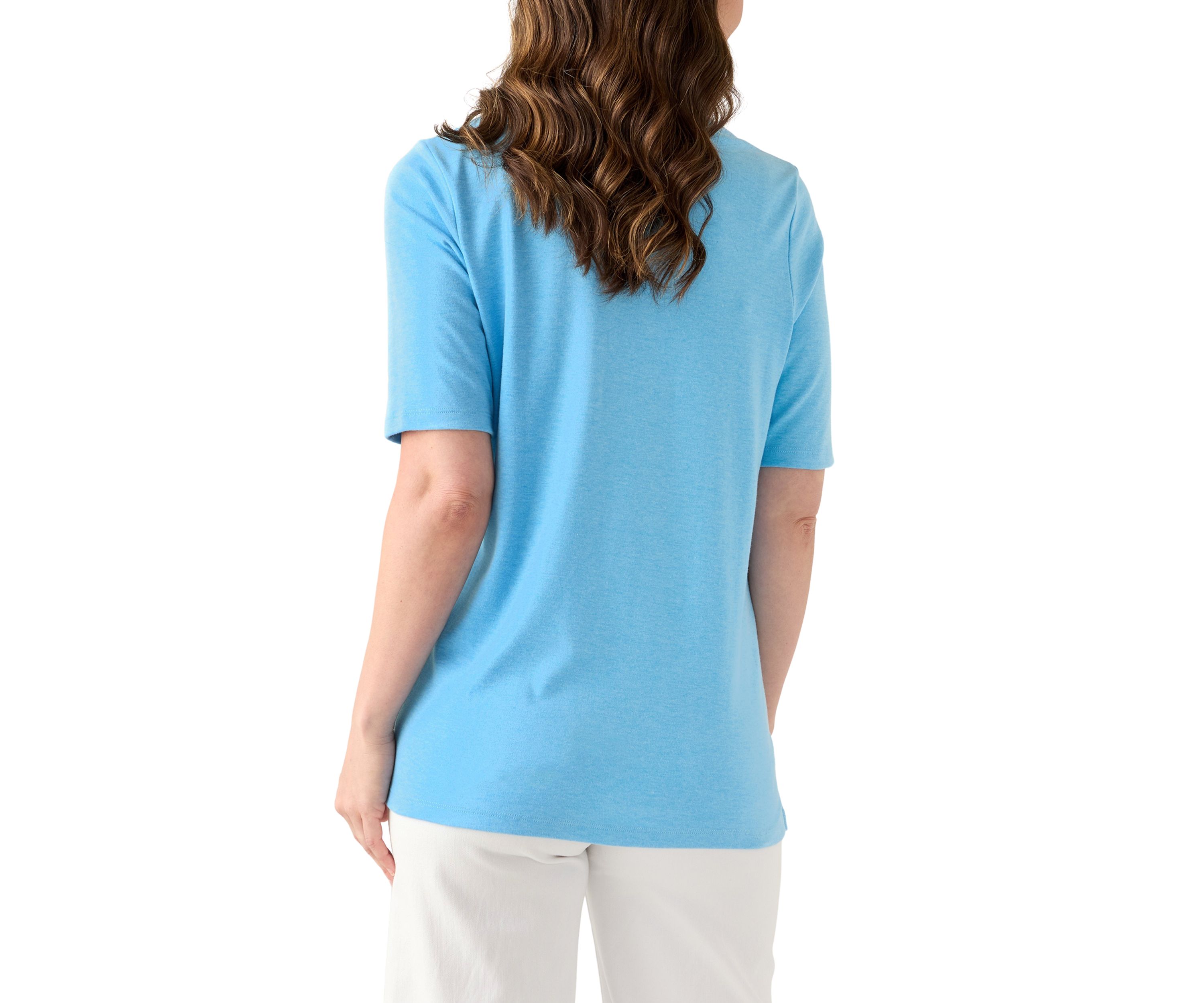 Womens Elbow Sleeve V-Neck T-Shirt