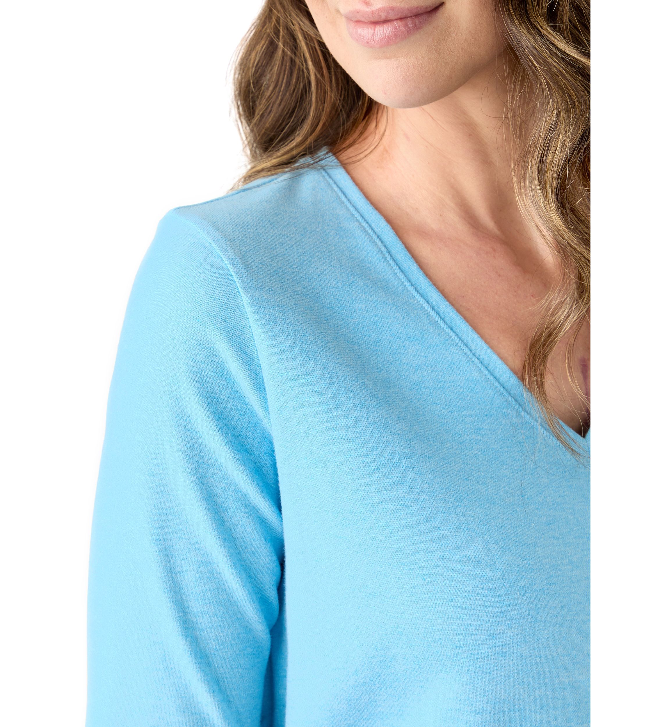 Womens Elbow Sleeve V-Neck T-Shirt